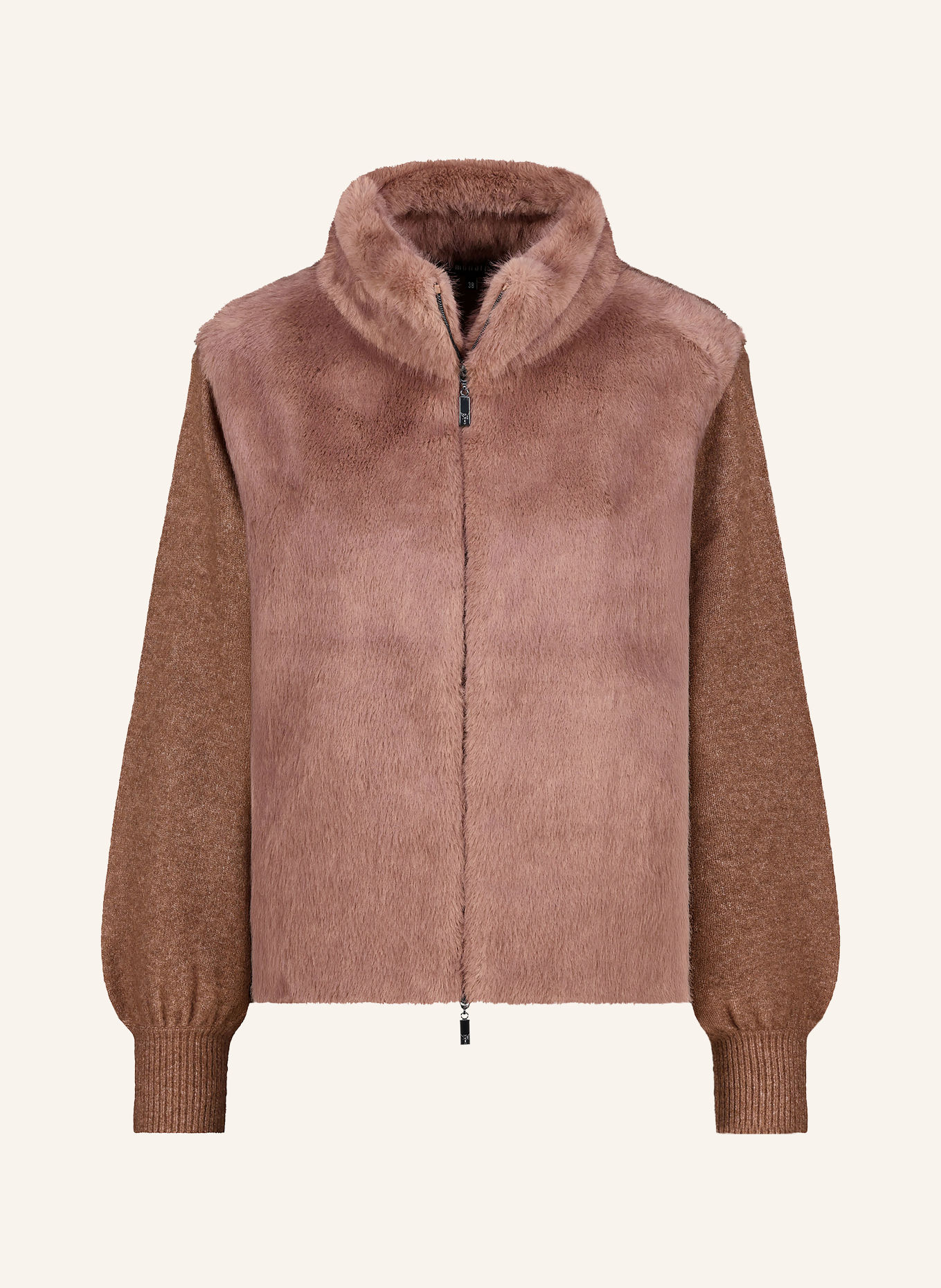 monari Strickjacke mit Kunstfell: BRAUN