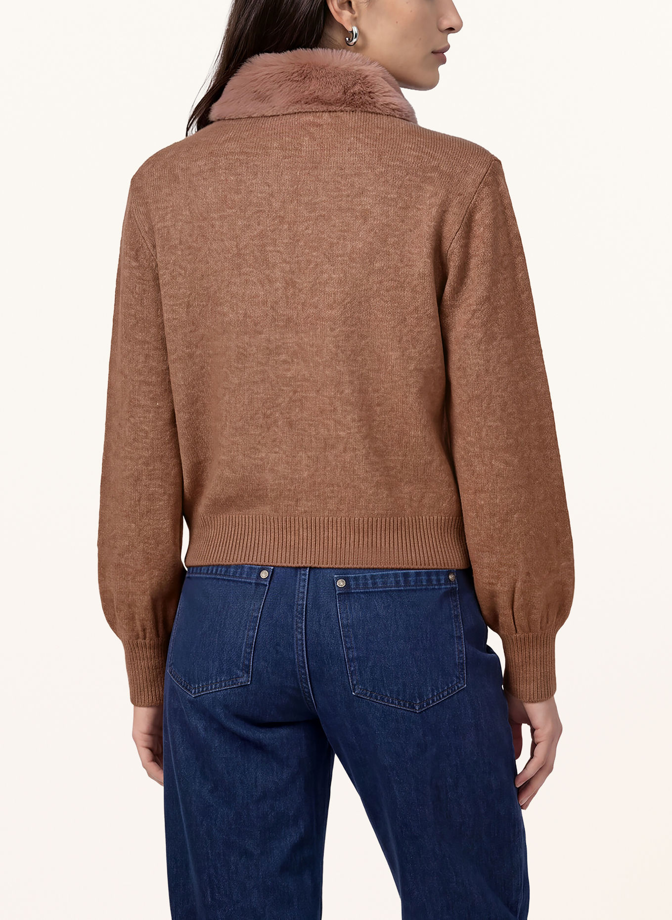 monari Strickjacke mit Kunstfell: BRAUN