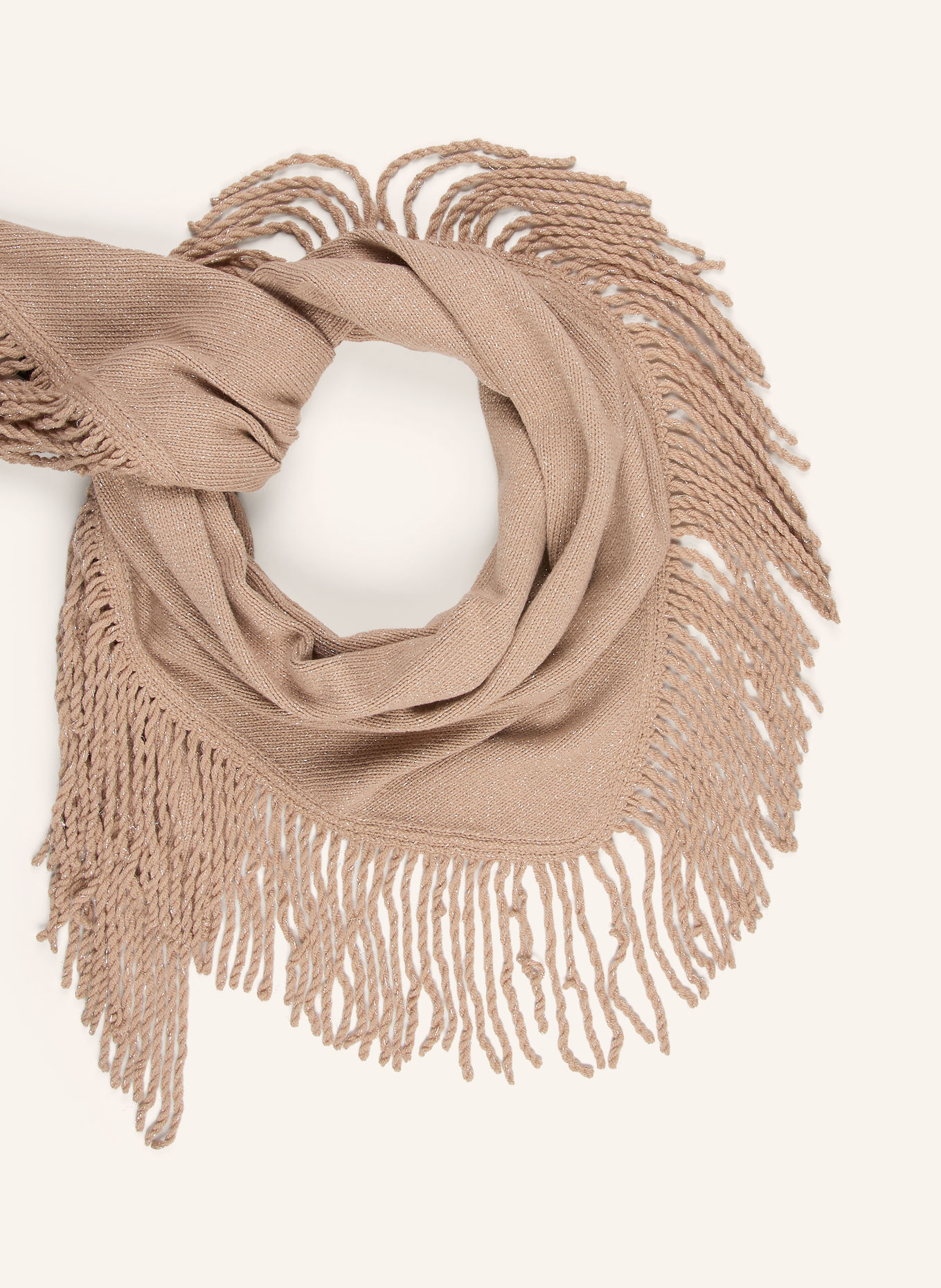 monari Triangular scarf with glitter yarn: BEIGE