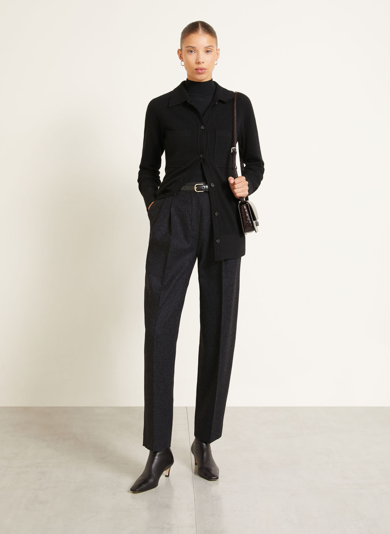 TOTEME Wide-leg trousers: DARK GRAY