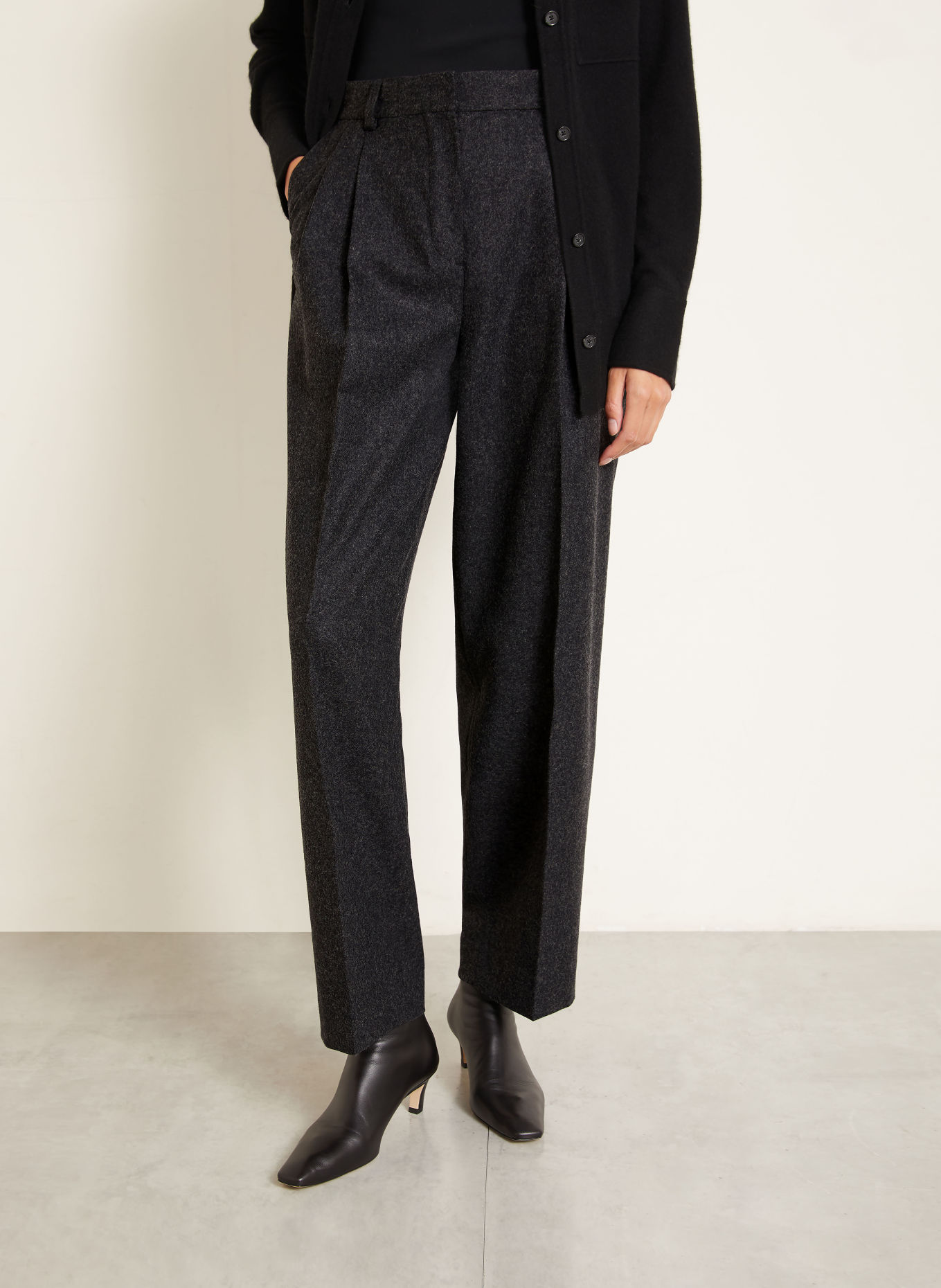 TOTEME Wide-leg trousers: DARK GRAY