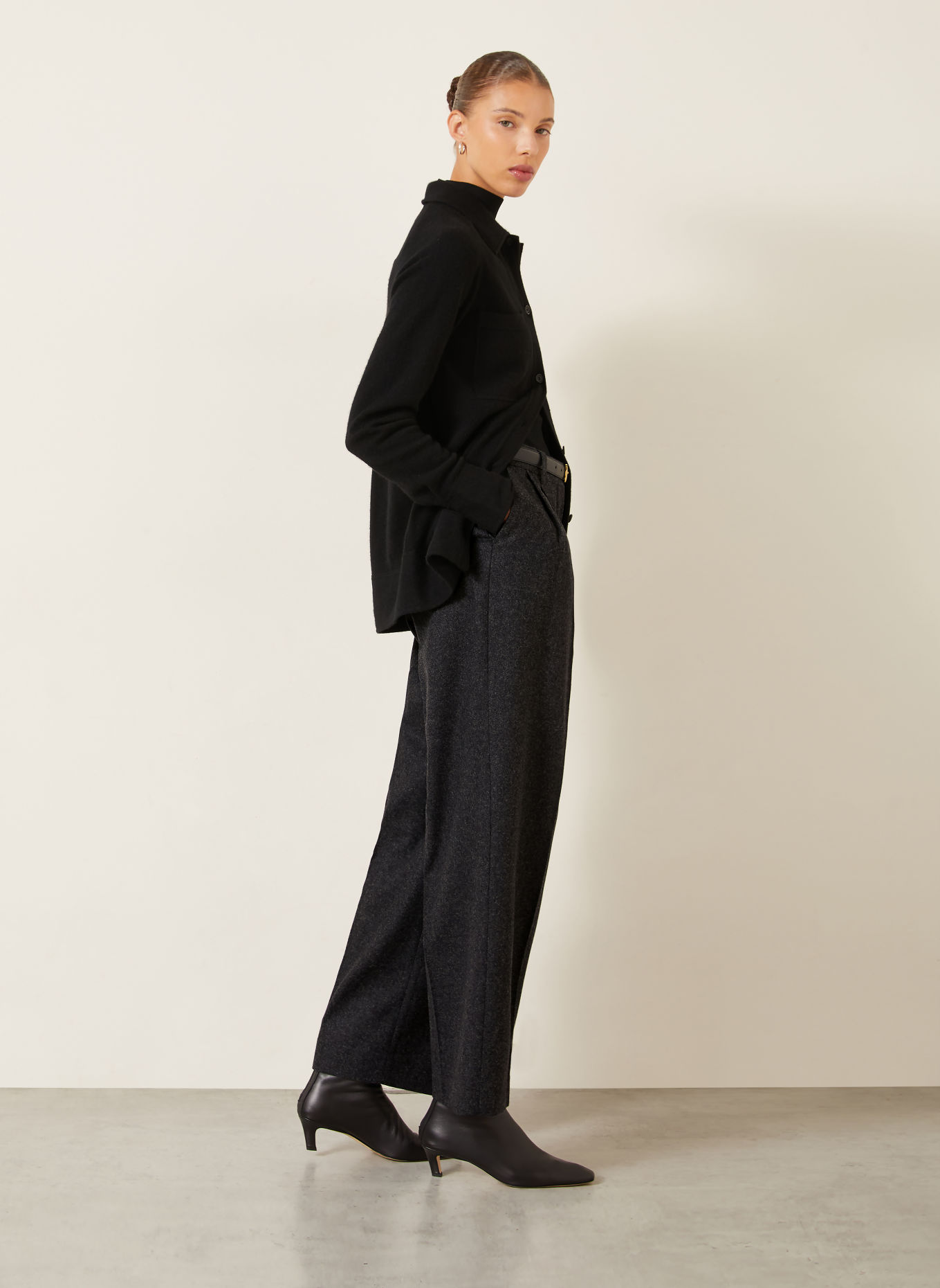 TOTEME Wide-leg trousers: DARK GRAY