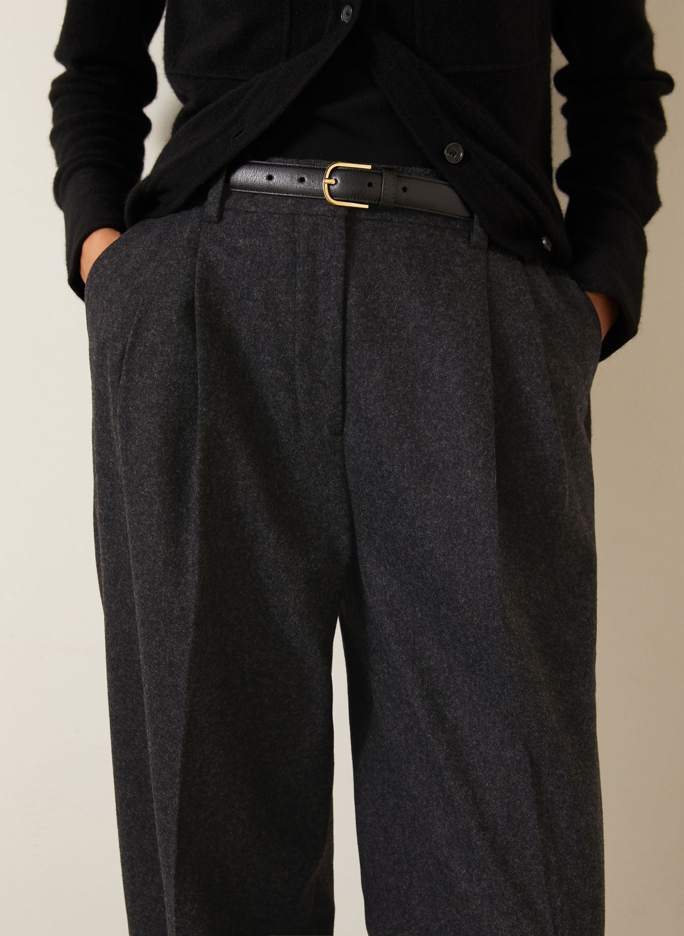 TOTEME Wide-leg trousers: DARK GRAY