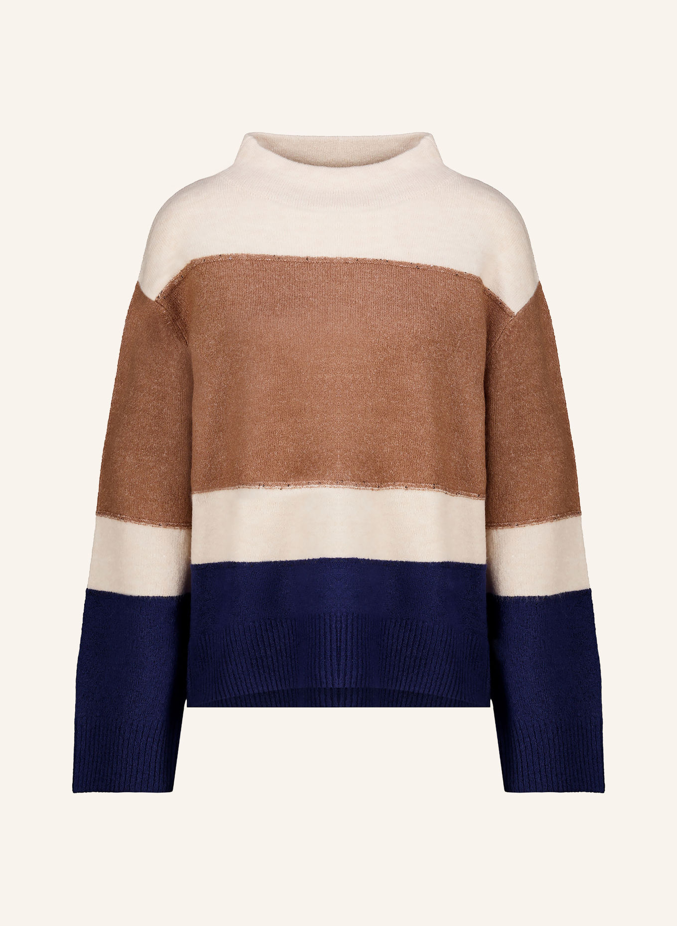 monari Pullover med pailletter: BRUN / ECRU / MØRKEBLÅ