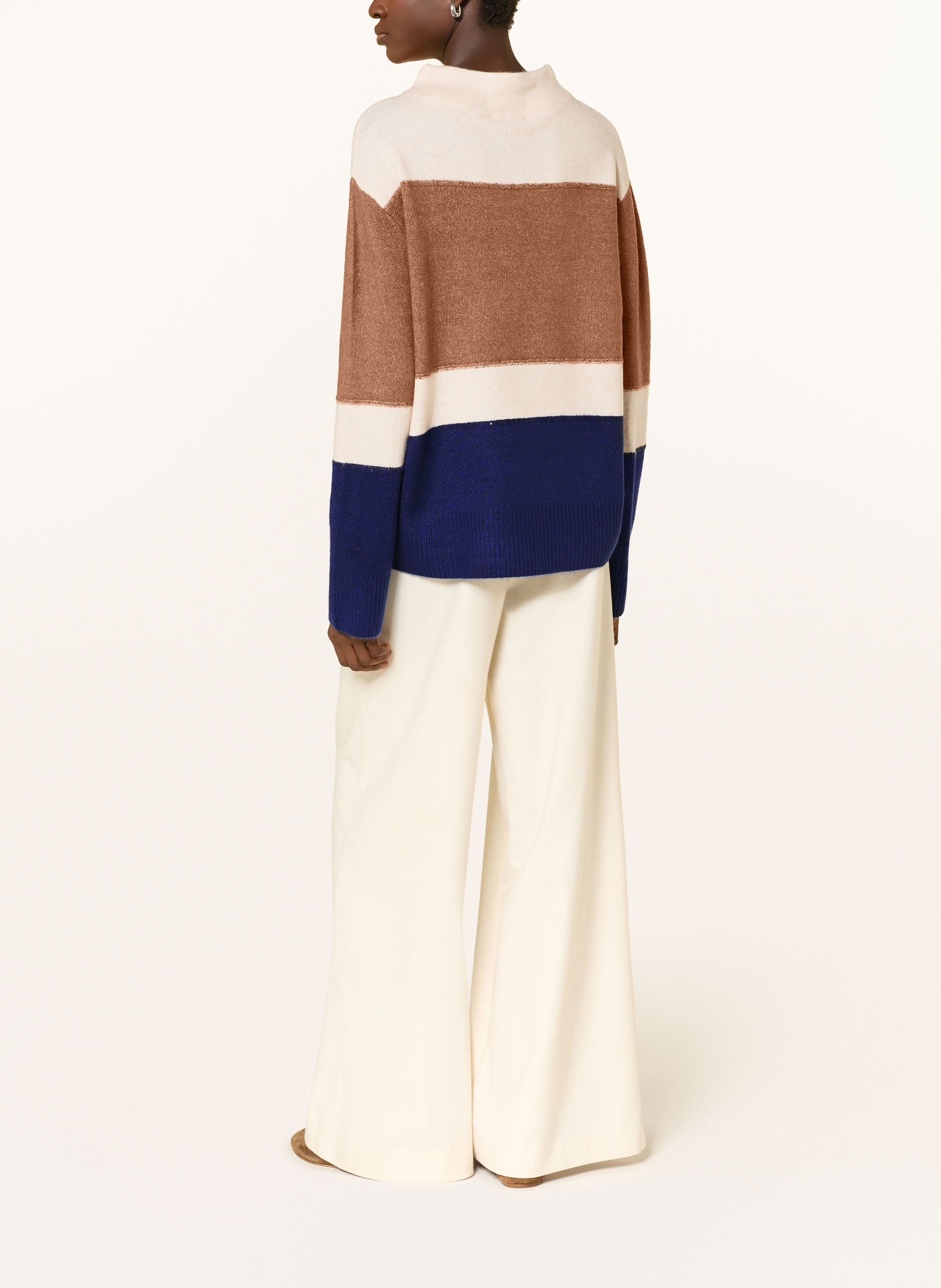 monari Pullover med pailletter: BRUN / ECRU / MØRKEBLÅ