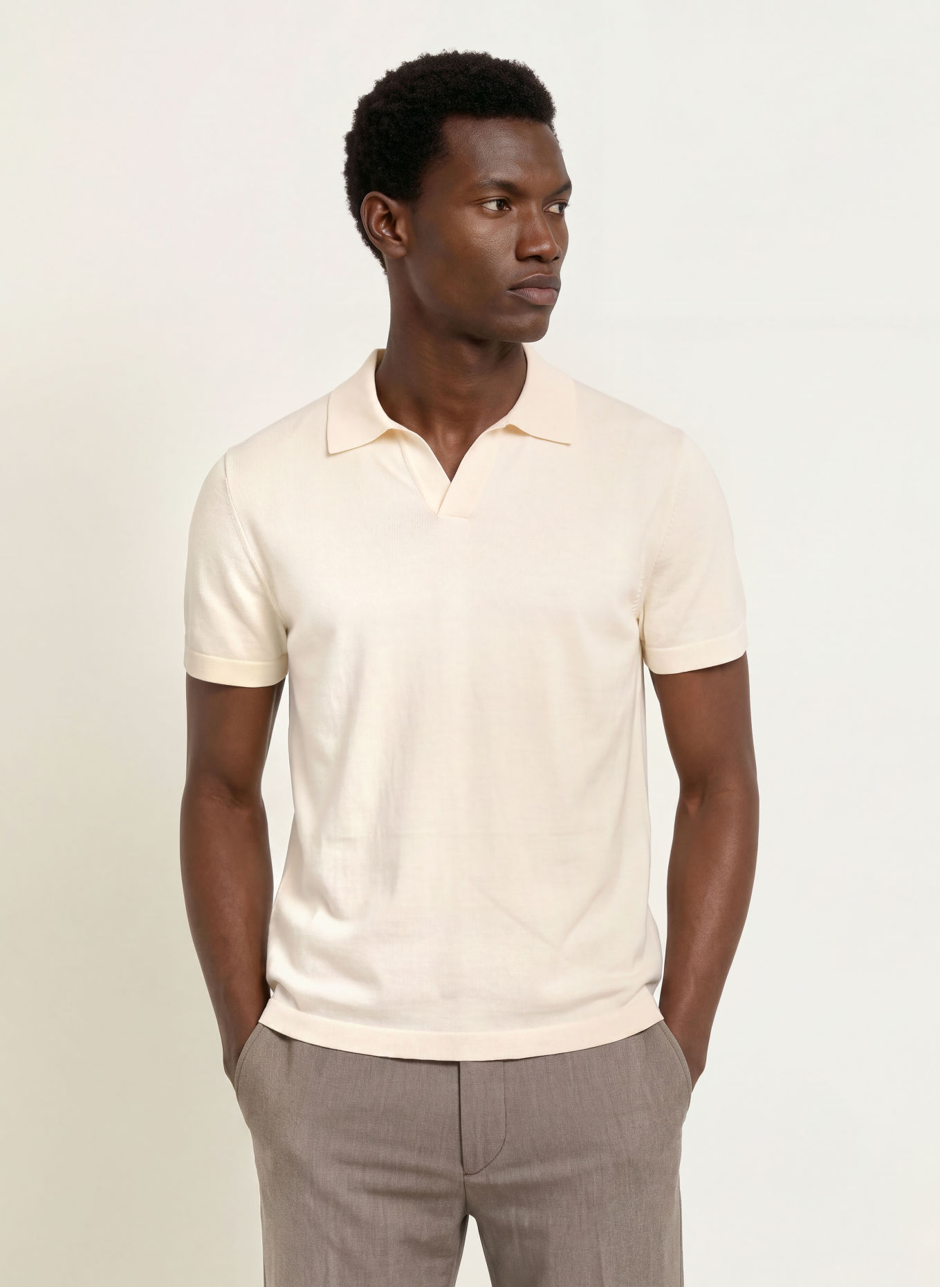 BOSS Tricou polo tricotat NIRO, croială regulară: CREM