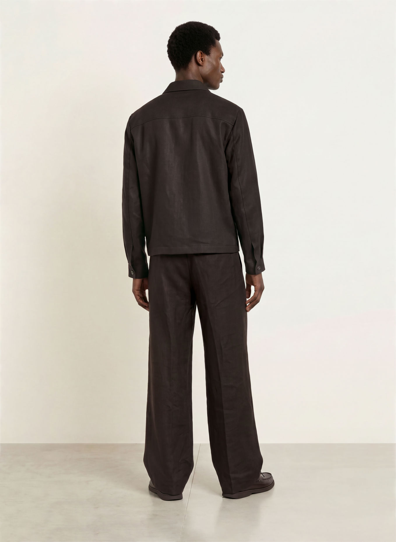 BOSS Overshirt WING van linnen: MARRON FONCÉ