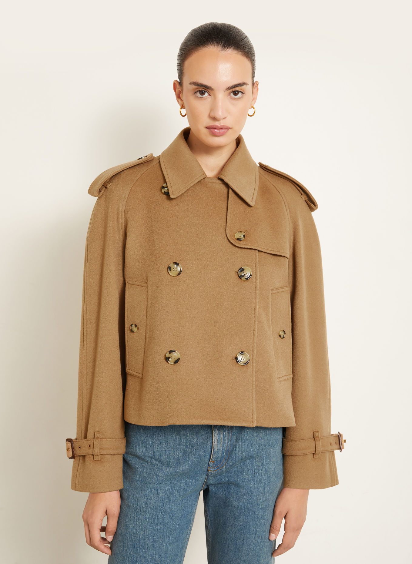BURBERRY Trench-coat court MAYFAIR en cachemire: CHAMEAU