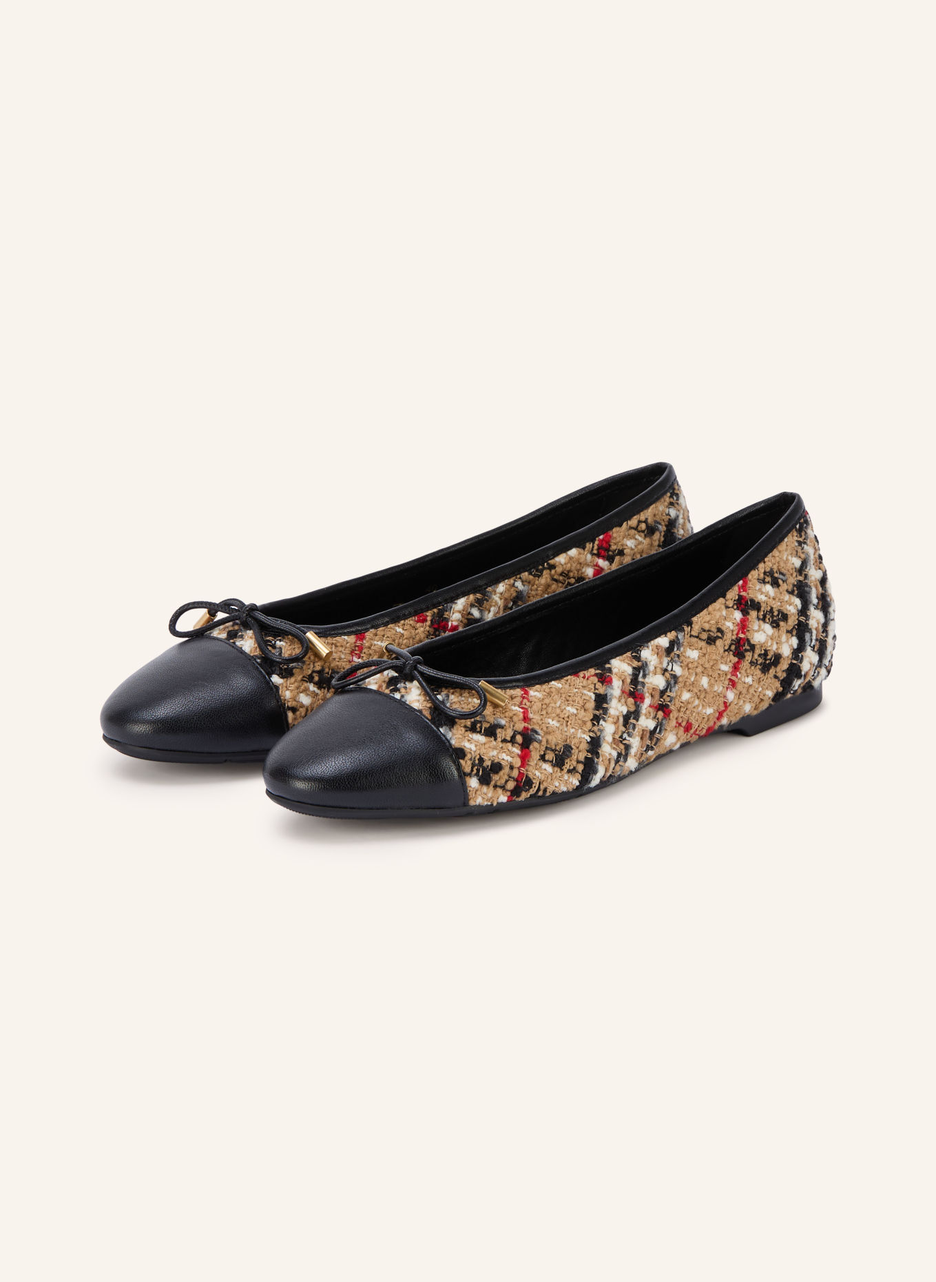 BURBERRY Ballerina's HIGHGATE: BEIGE / ROOD / ZWART