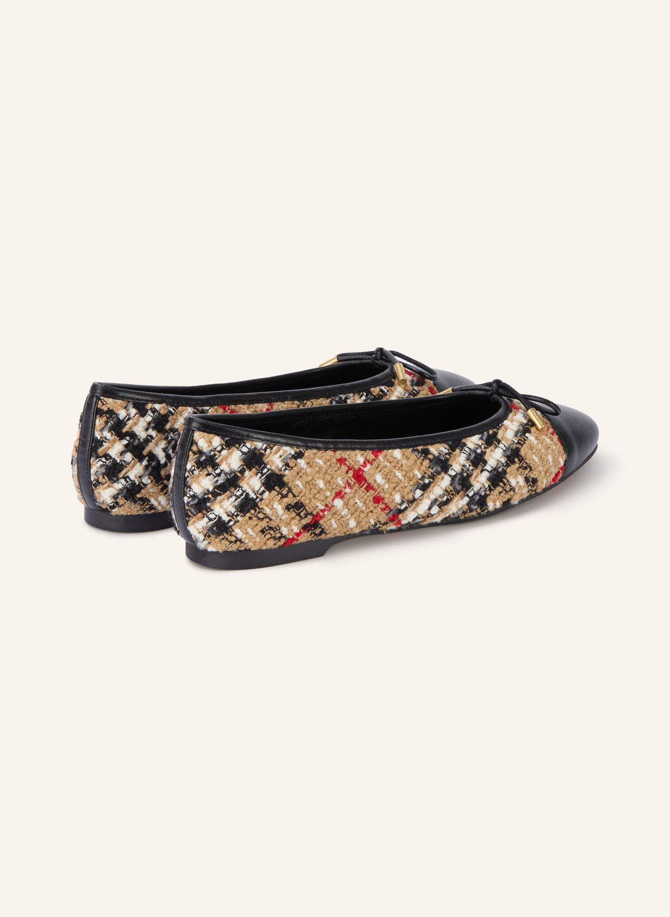 BURBERRY Ballerina's HIGHGATE: BEIGE / ROOD / ZWART