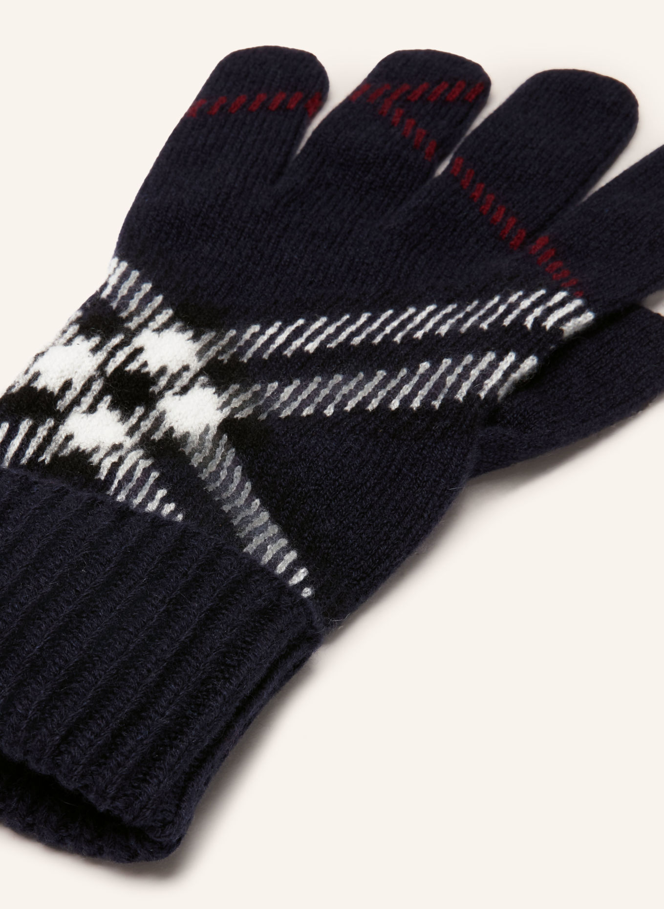 BURBERRY Gloves with cashmere: DARK BLUE / DARK RED / WHITE