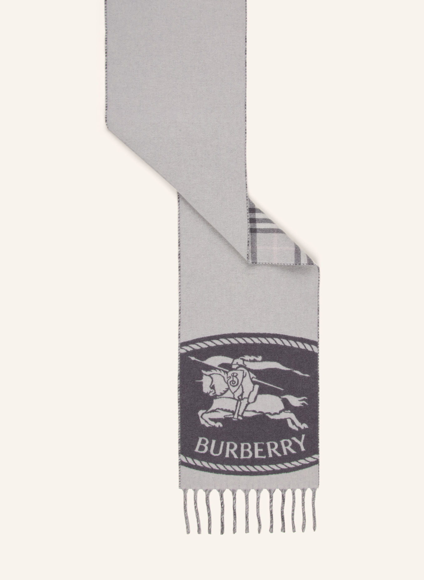BURBERRY Cashmere Scarf: GRAY / DARK GRAY