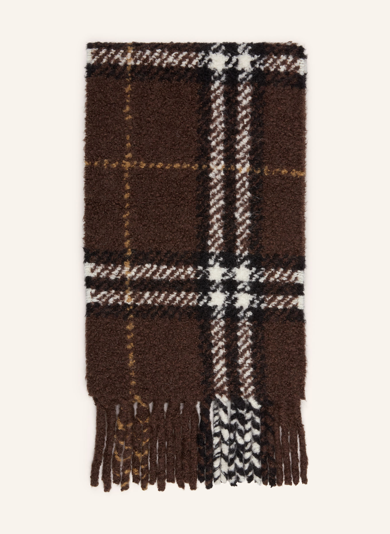 BURBERRY Écharpe en alpaga: MARRON FONCÉ / CRÈME / NOIR