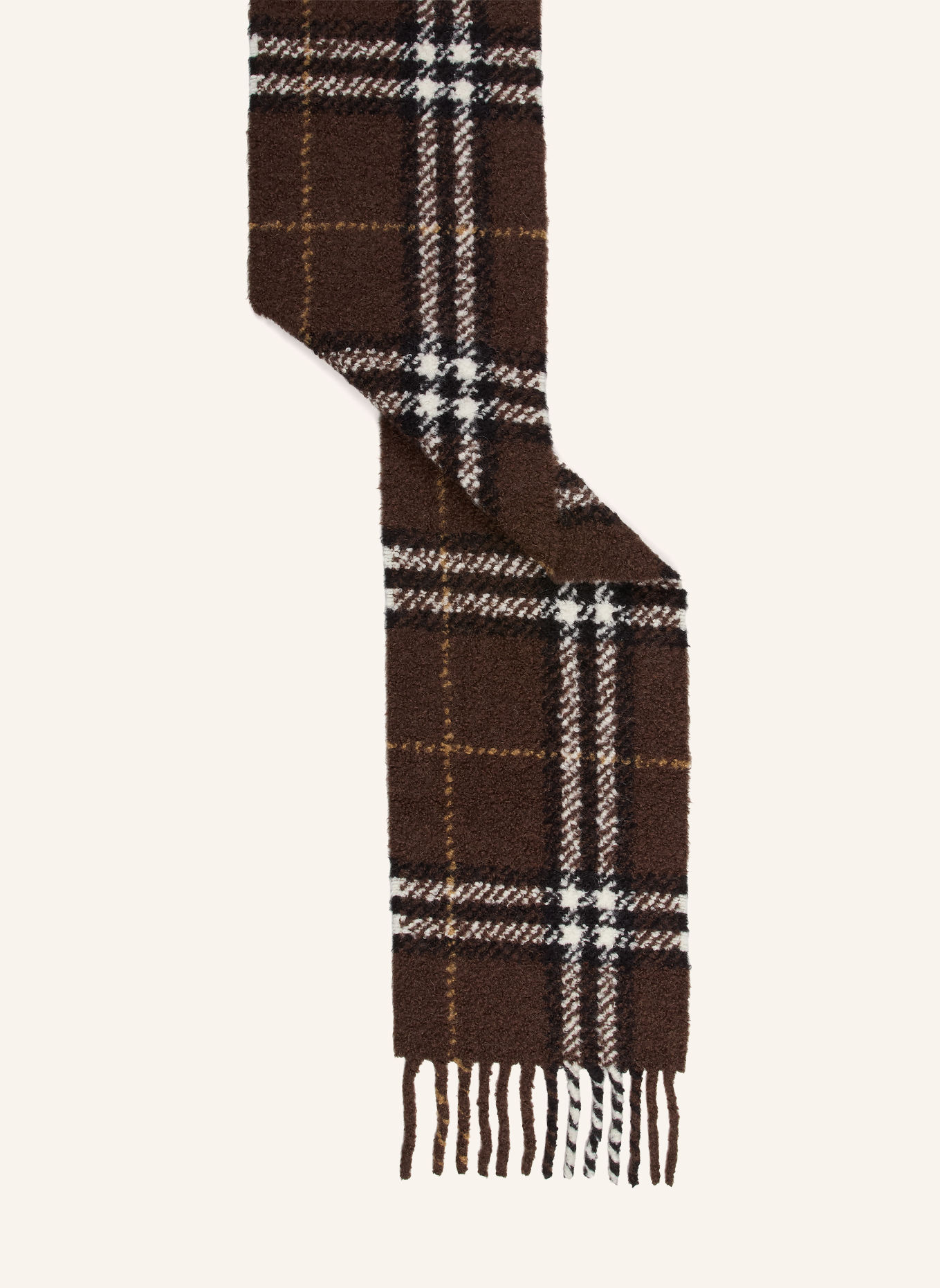 BURBERRY Écharpe en alpaga: MARRON FONCÉ / CRÈME / NOIR