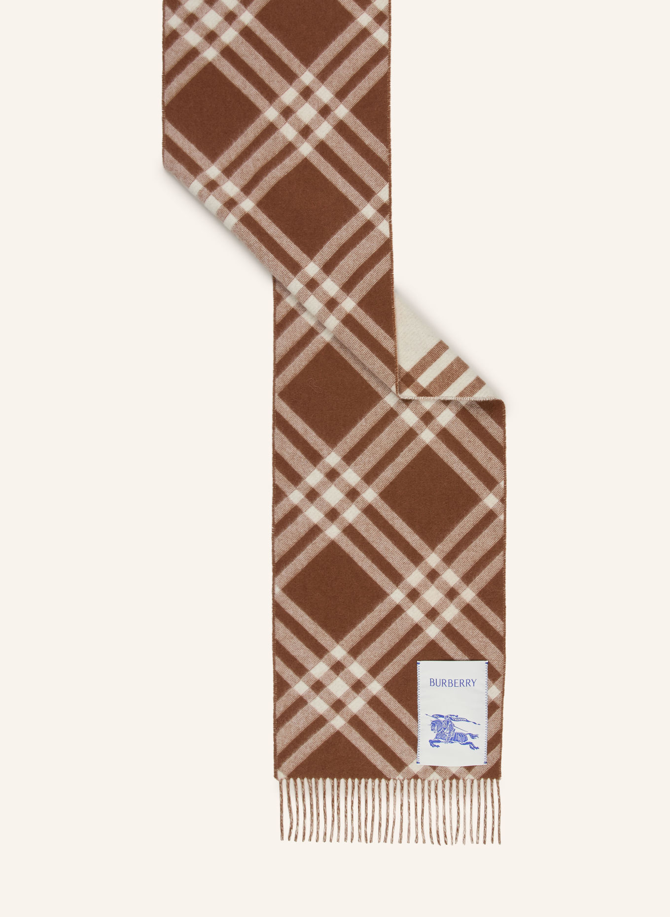 BURBERRY Kashmir-halstørklæde: BRUN / CREME