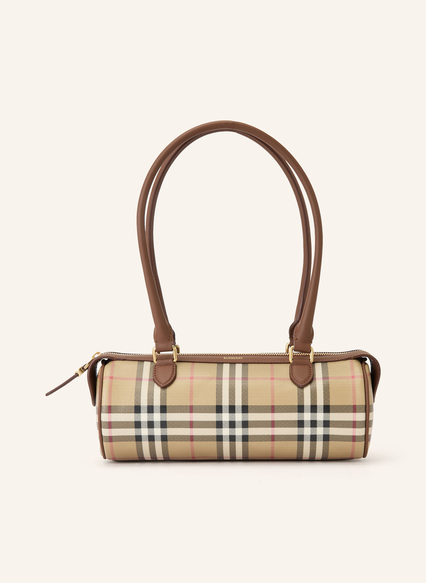 BURBERRY Schultertasche: BEIGE / ROT / SCHWARZ
