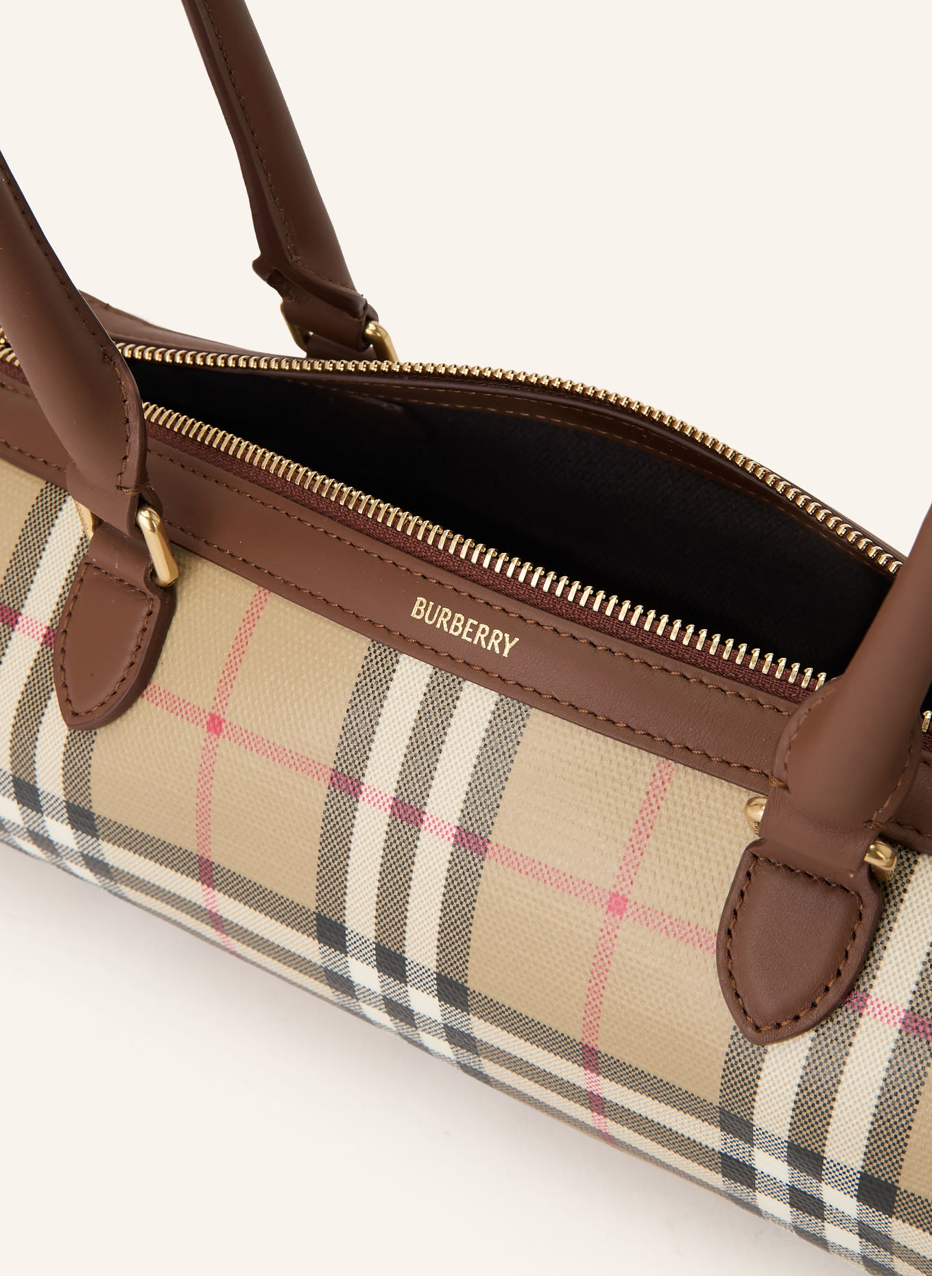 BURBERRY Schultertasche: BEIGE / ROT / SCHWARZ