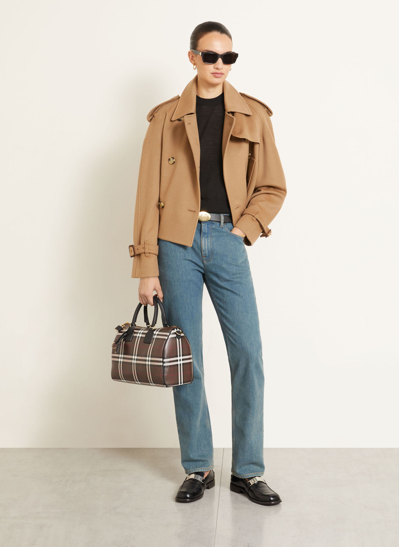 BURBERRY Handtas MEDIUM: MARRON FONCÉ / ROOD / WIT