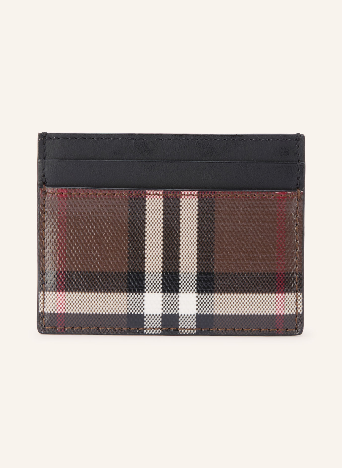 BURBERRY Etui na karty SANDON: CIEMNOBRĄZOWY / BIAŁY / CZARNY