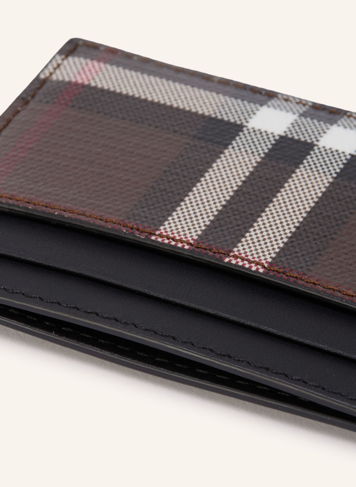 BURBERRY Etui na karty SANDON: CIEMNOBRĄZOWY / BIAŁY / CZARNY