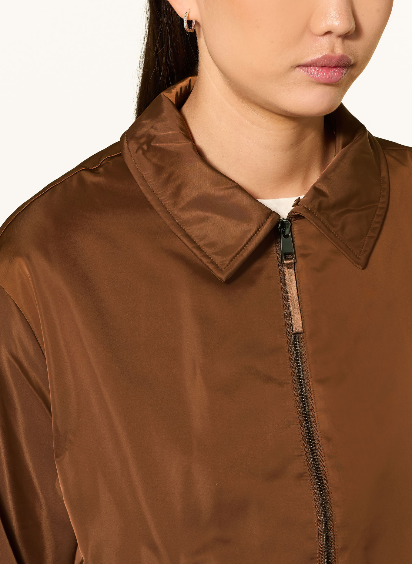 s.Oliver Bomber jacket with detachable faux fur: BROWN / CREAM