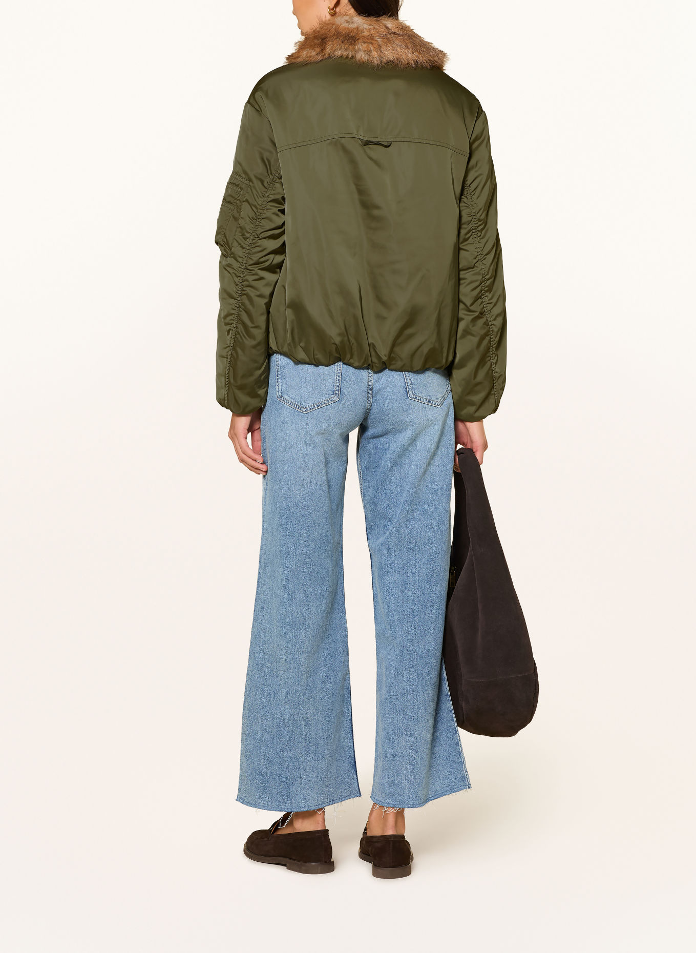 s.Oliver Blouson met afneembare kunstbontvoering: OLIJF / BEIGE