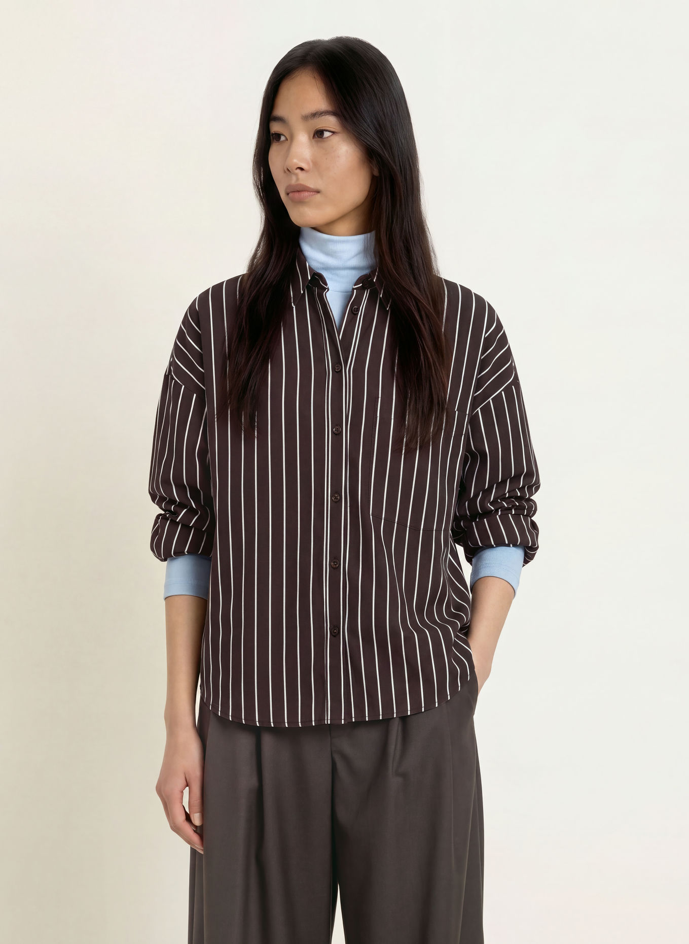 s.Oliver Hemdbluse: DUNKELBRAUN / WEISS