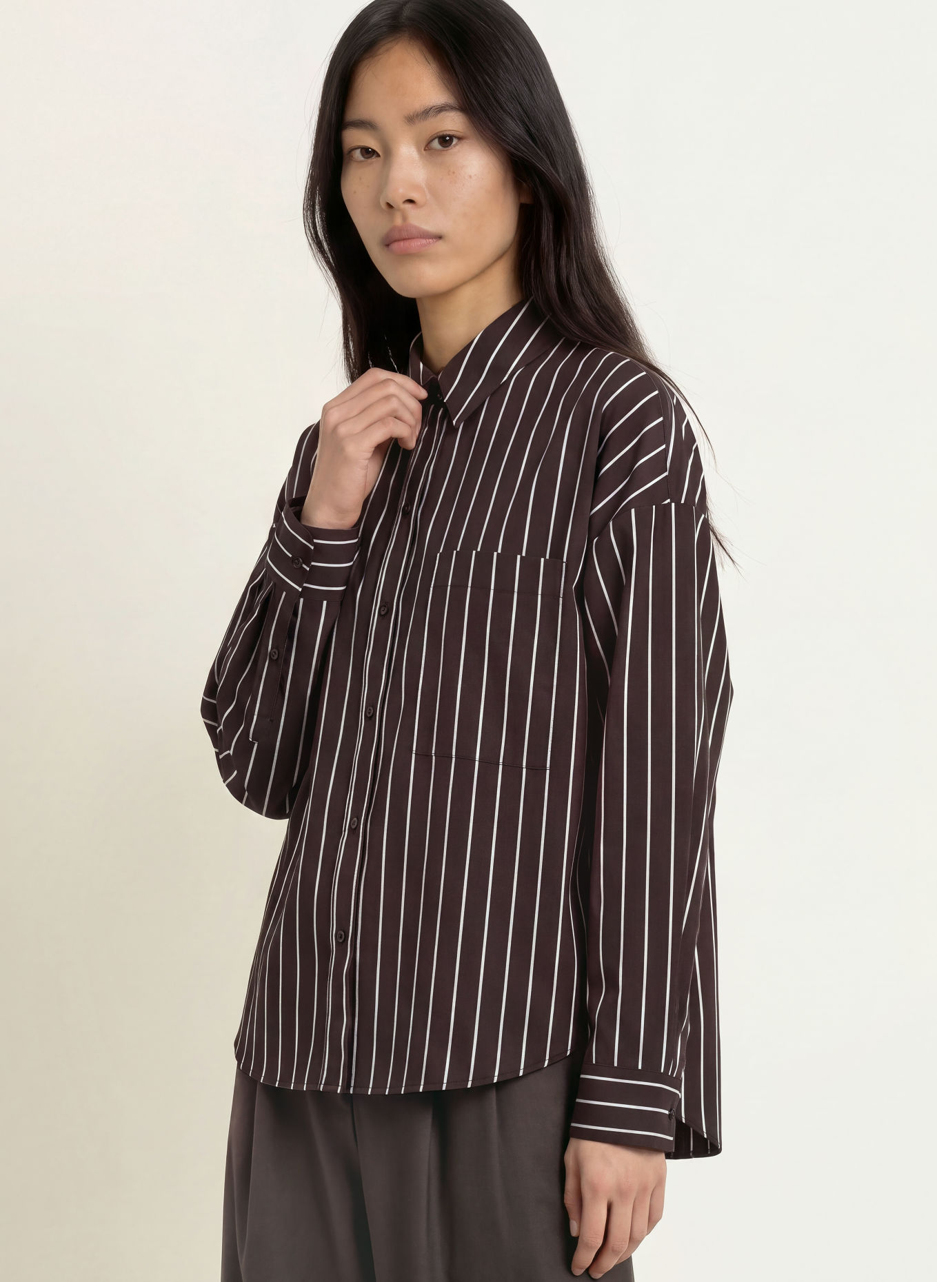 s.Oliver Hemdbluse: DUNKELBRAUN / WEISS