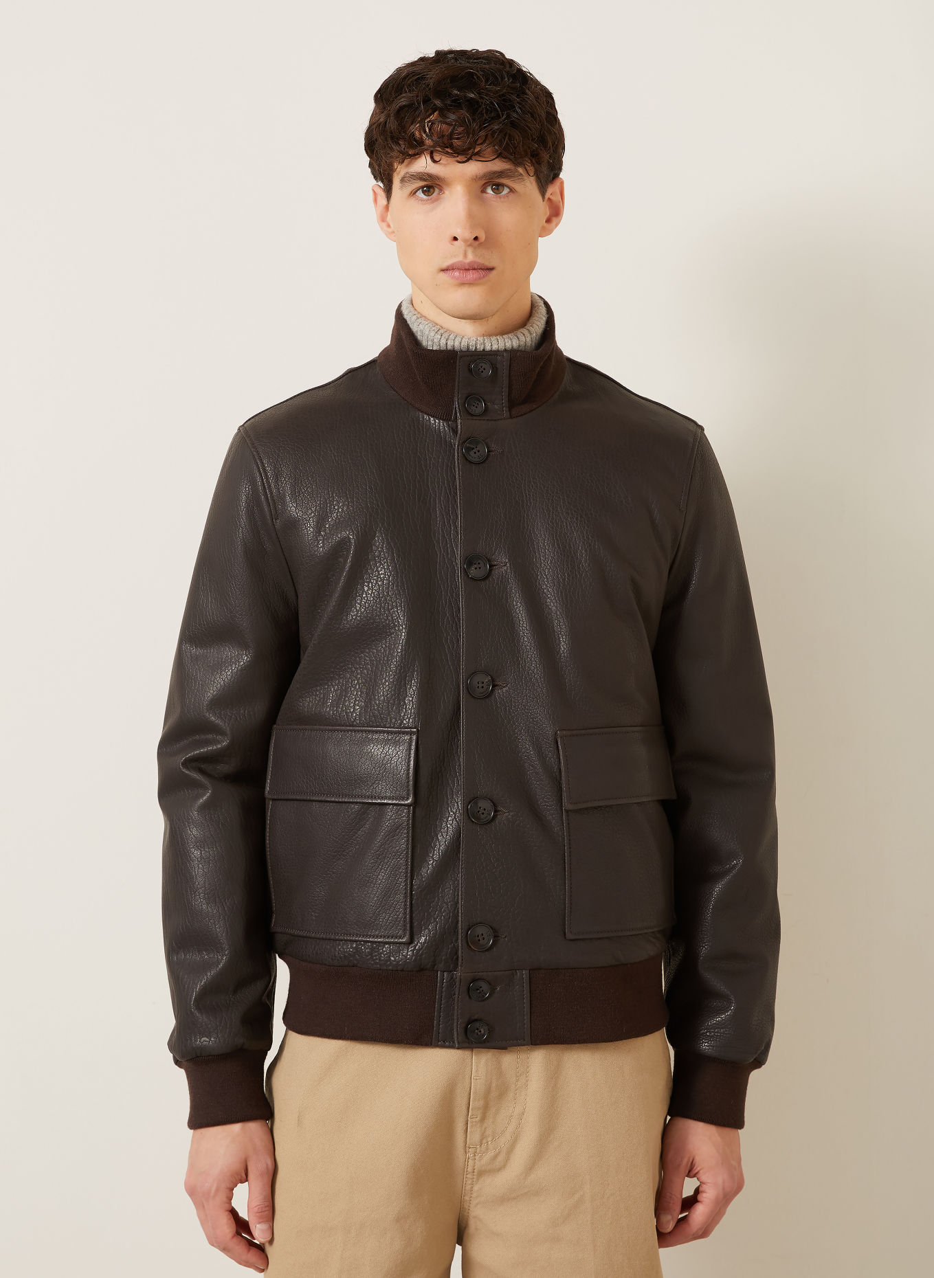 manzoni 24 Lederjacke: DUNKELBRAUN