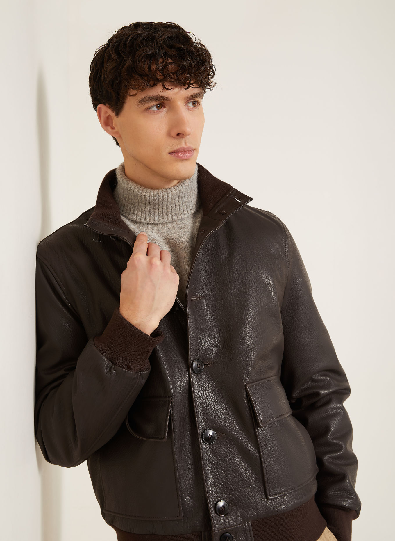 manzoni 24 Lederjacke: DUNKELBRAUN