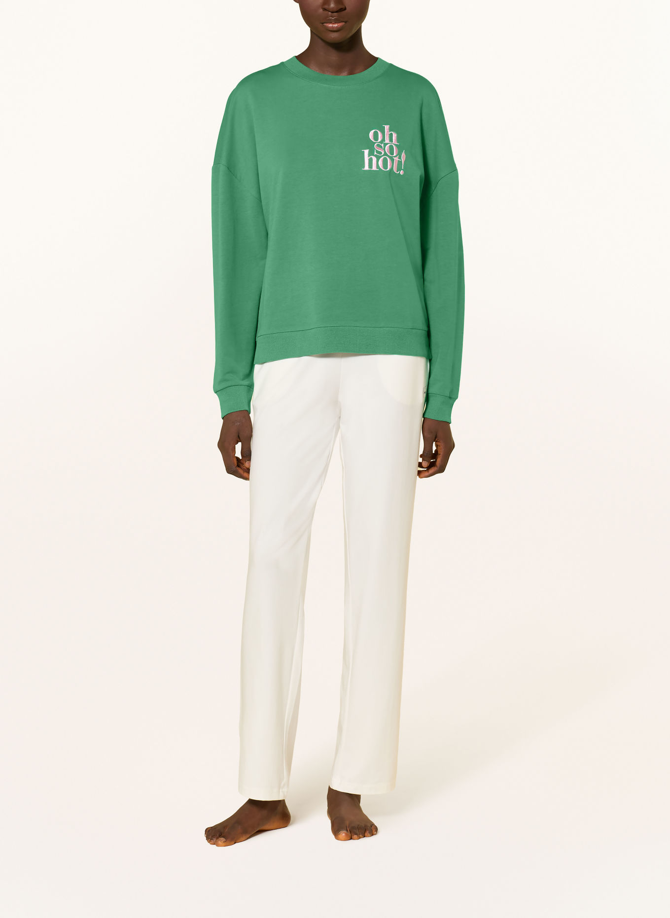 mey Lounge-Shirt Serie COZY NIGHTS: GRÜN / HELLROSA