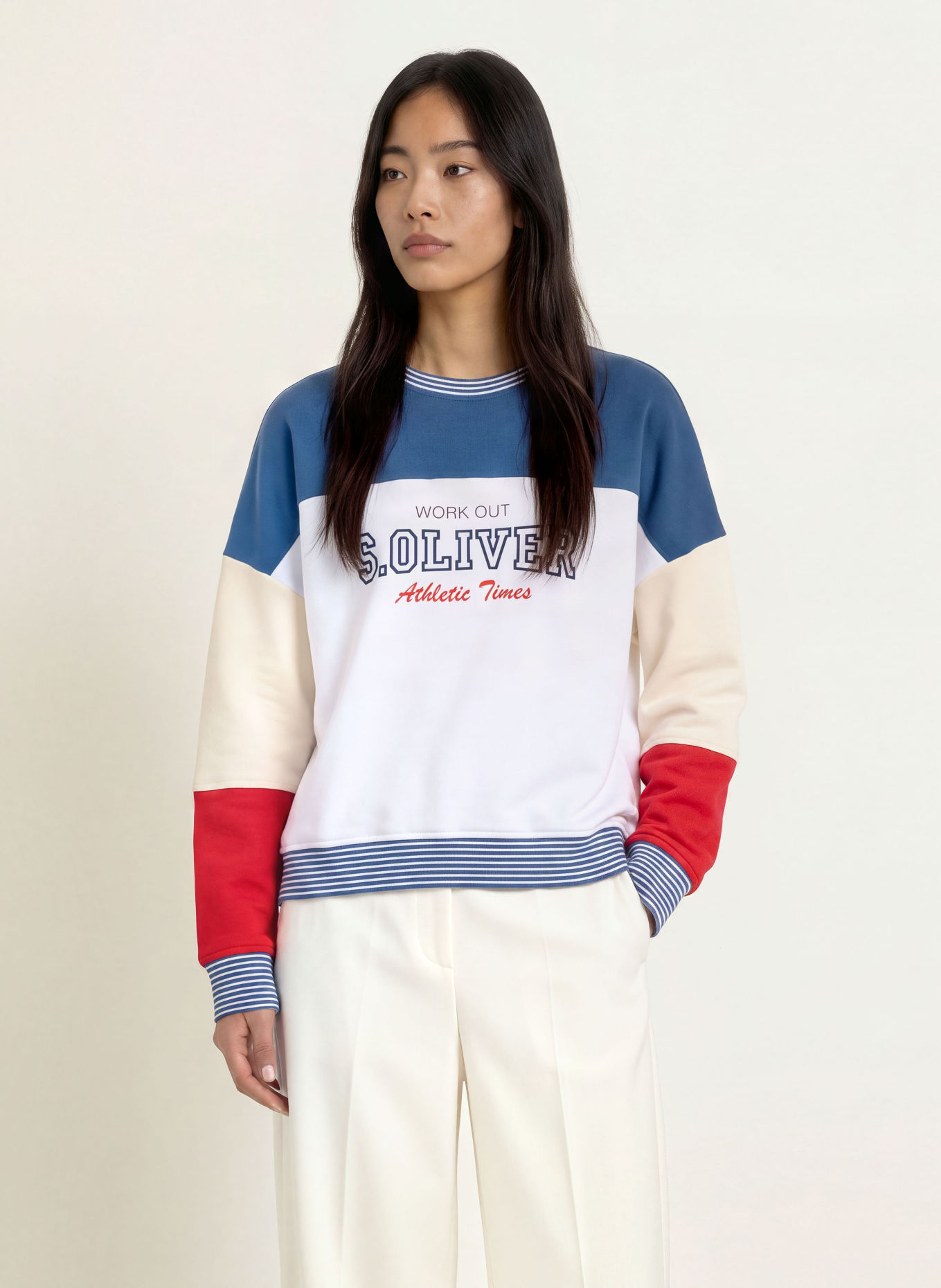 s.Oliver Sweatshirt: BLAU / ROT / WEISS