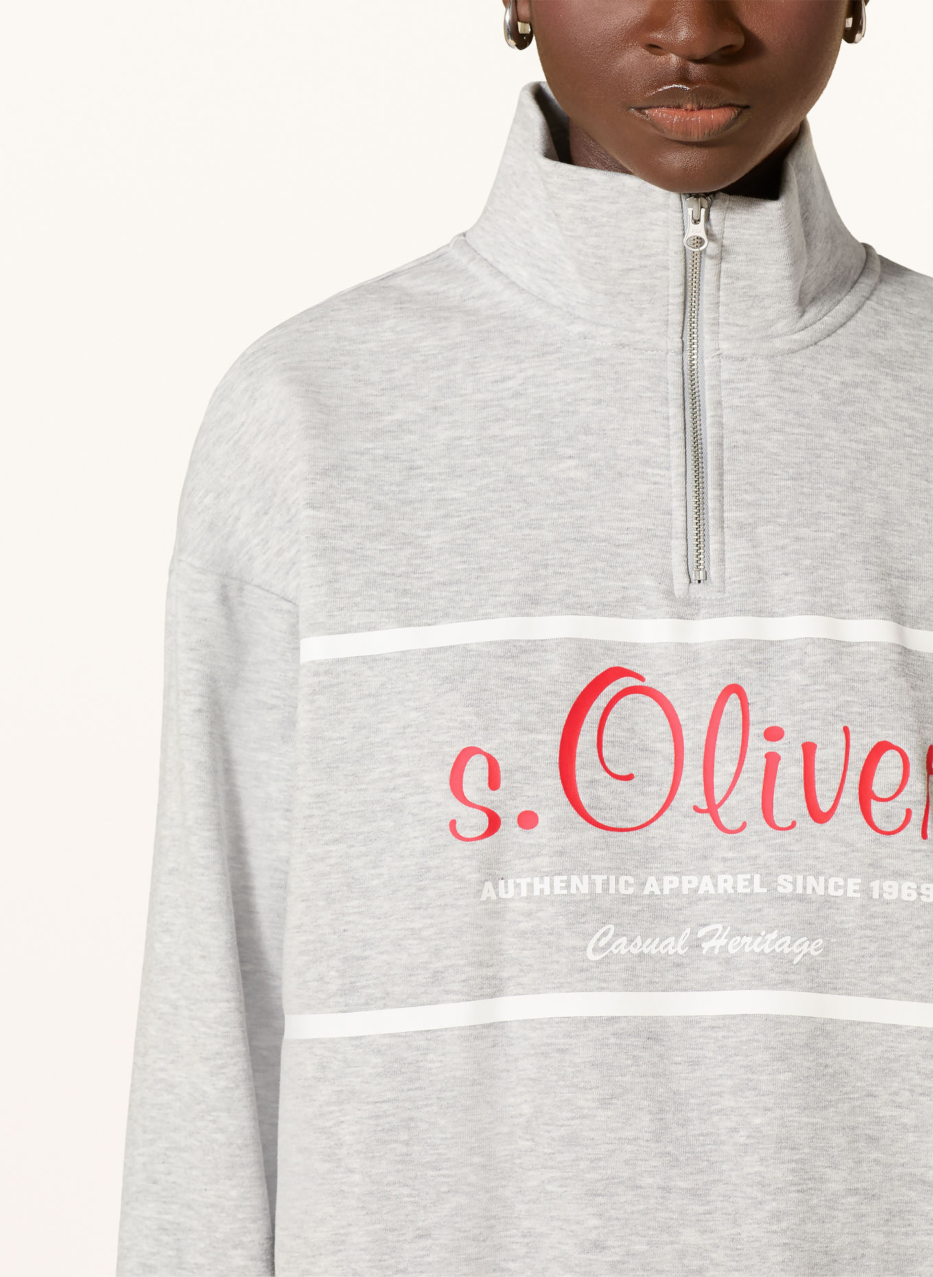 s.Oliver Sweat-Troyer: HELLGRAU / ROT / WEISS