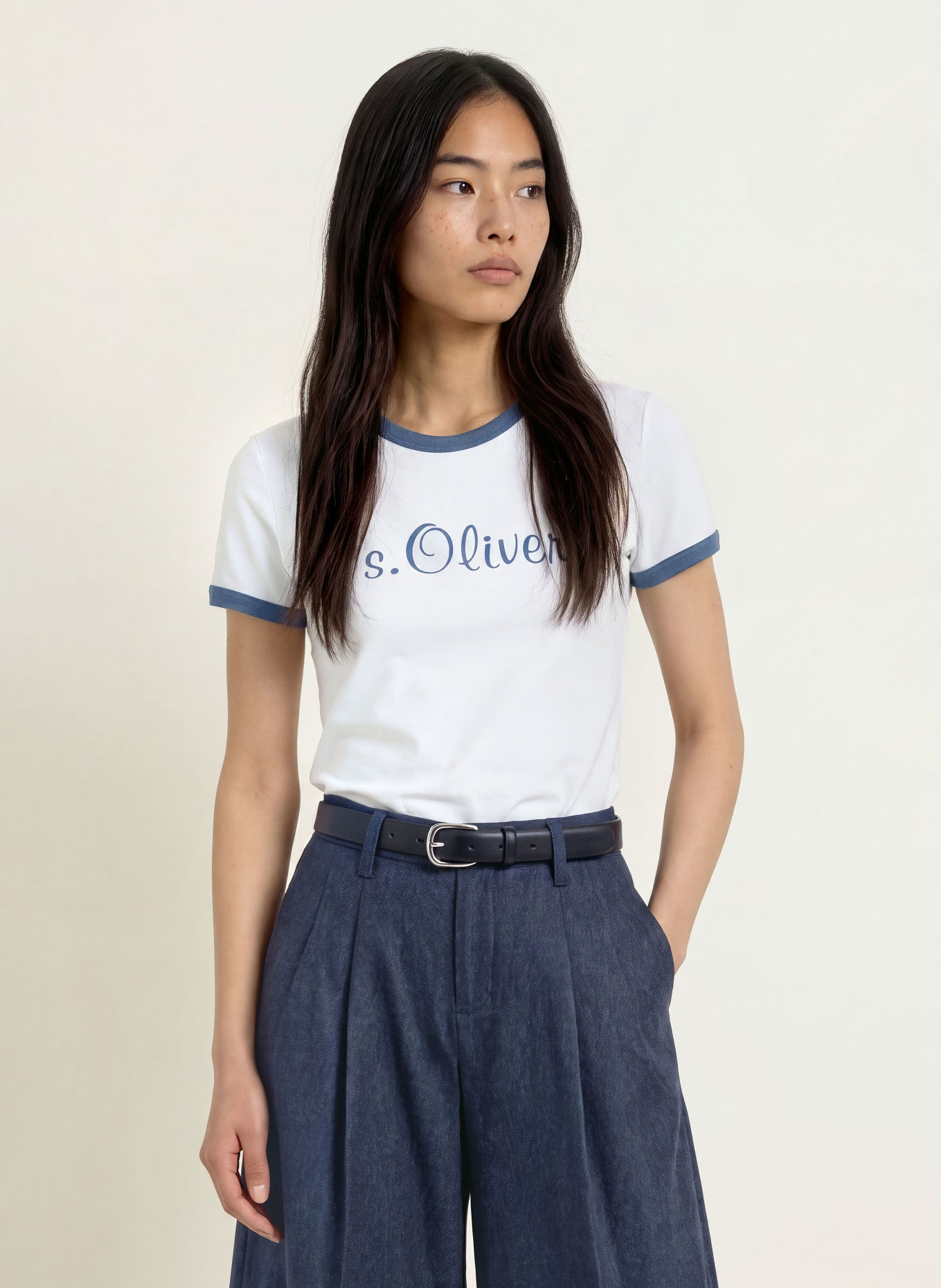 s.Oliver T-Shirt: WEISS / BLAU