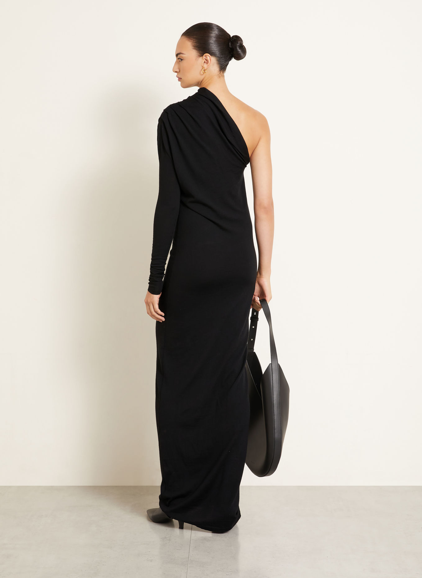 ARMARIUM One-Shoulder-Kleid MARCELLA mit Merinowolle: SCHWARZ
