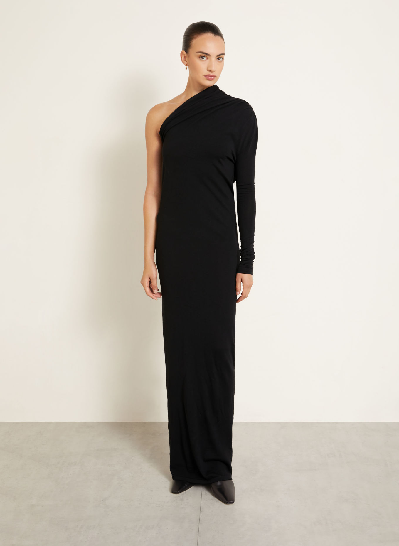 ARMARIUM One-Shoulder-Kleid MARCELLA mit Merinowolle: SCHWARZ