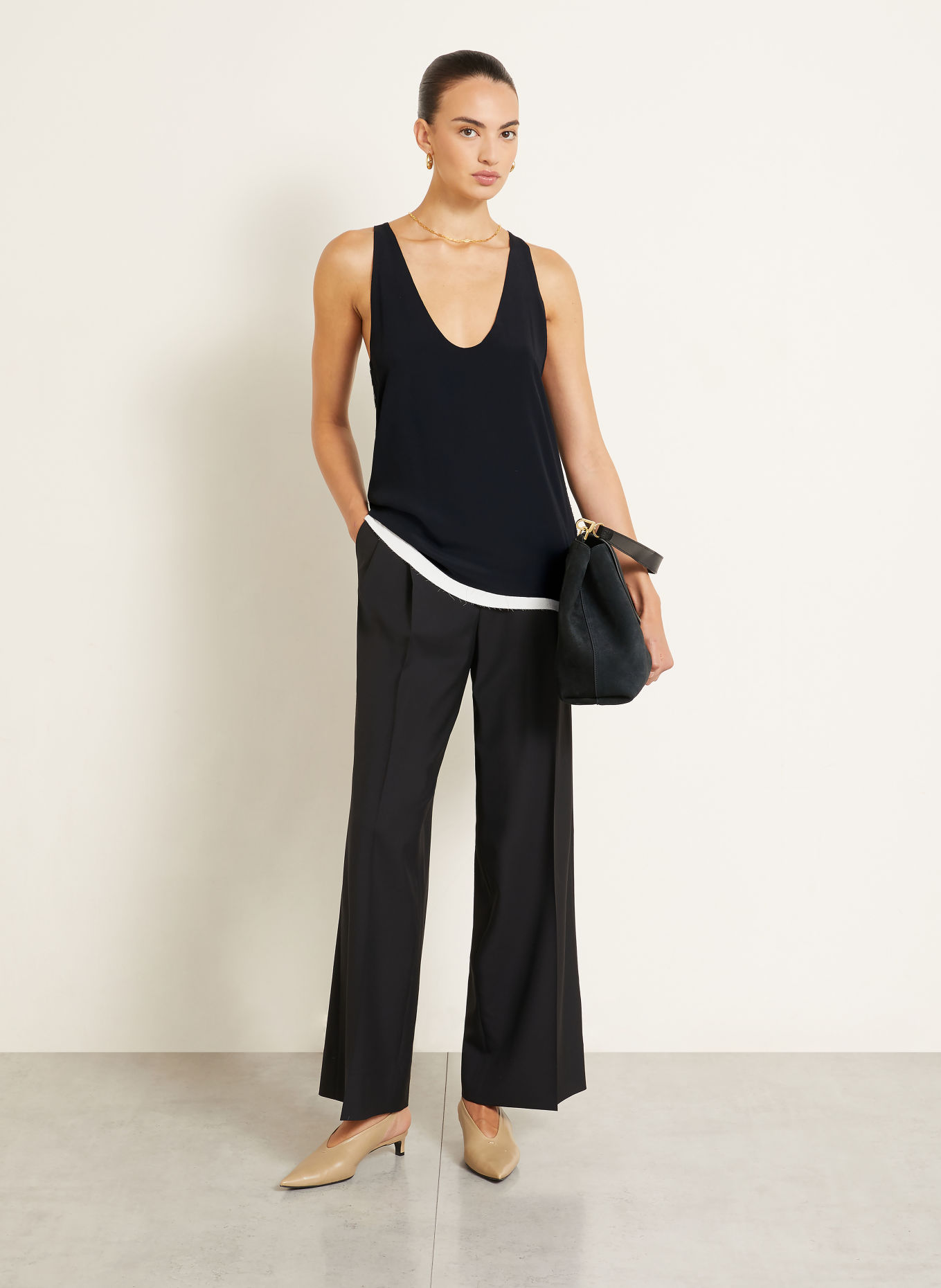 ARMARIUM BIANCA Top with Silk: BLACK / WHITE