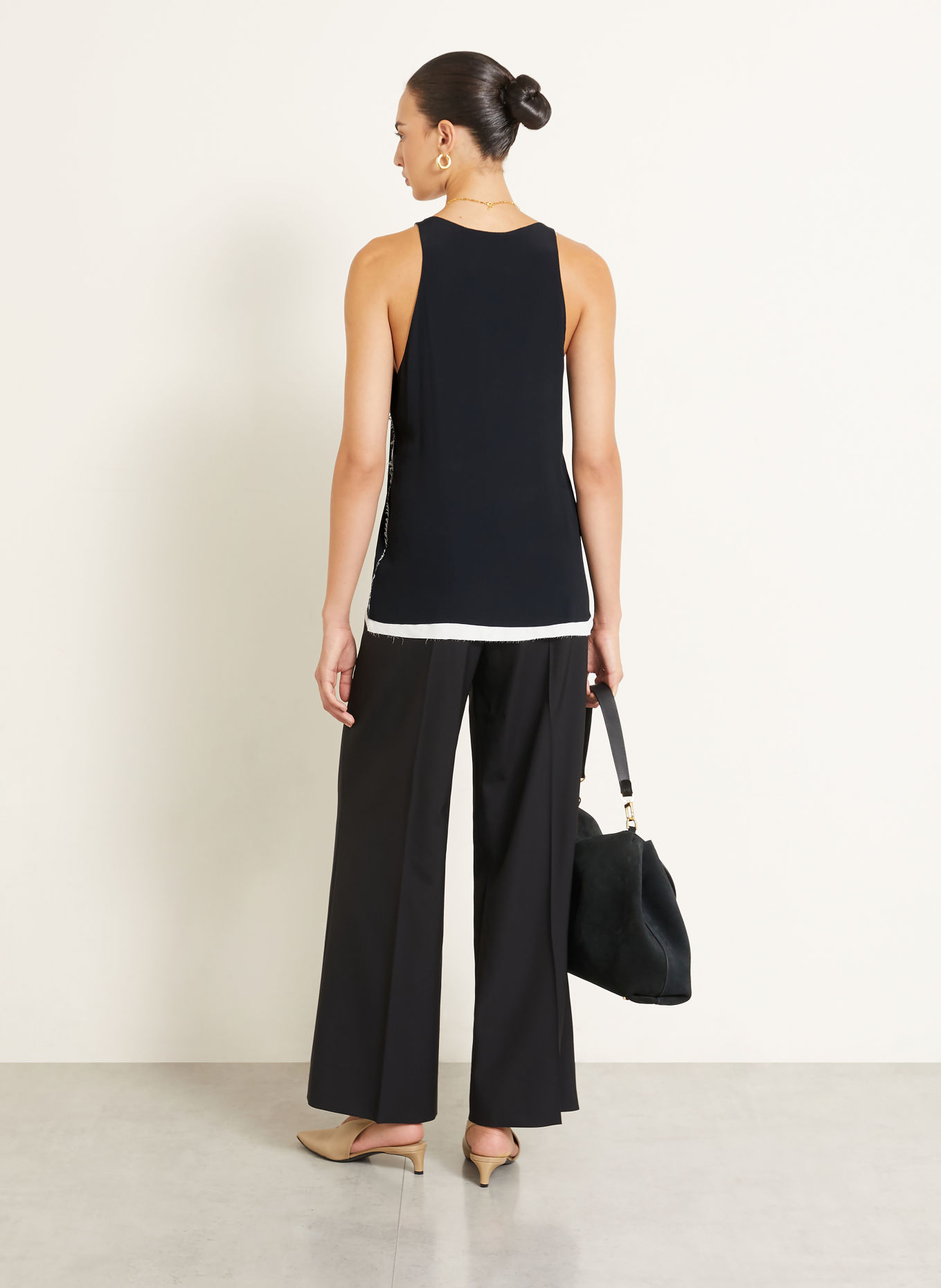 ARMARIUM BIANCA Top with Silk: BLACK / WHITE