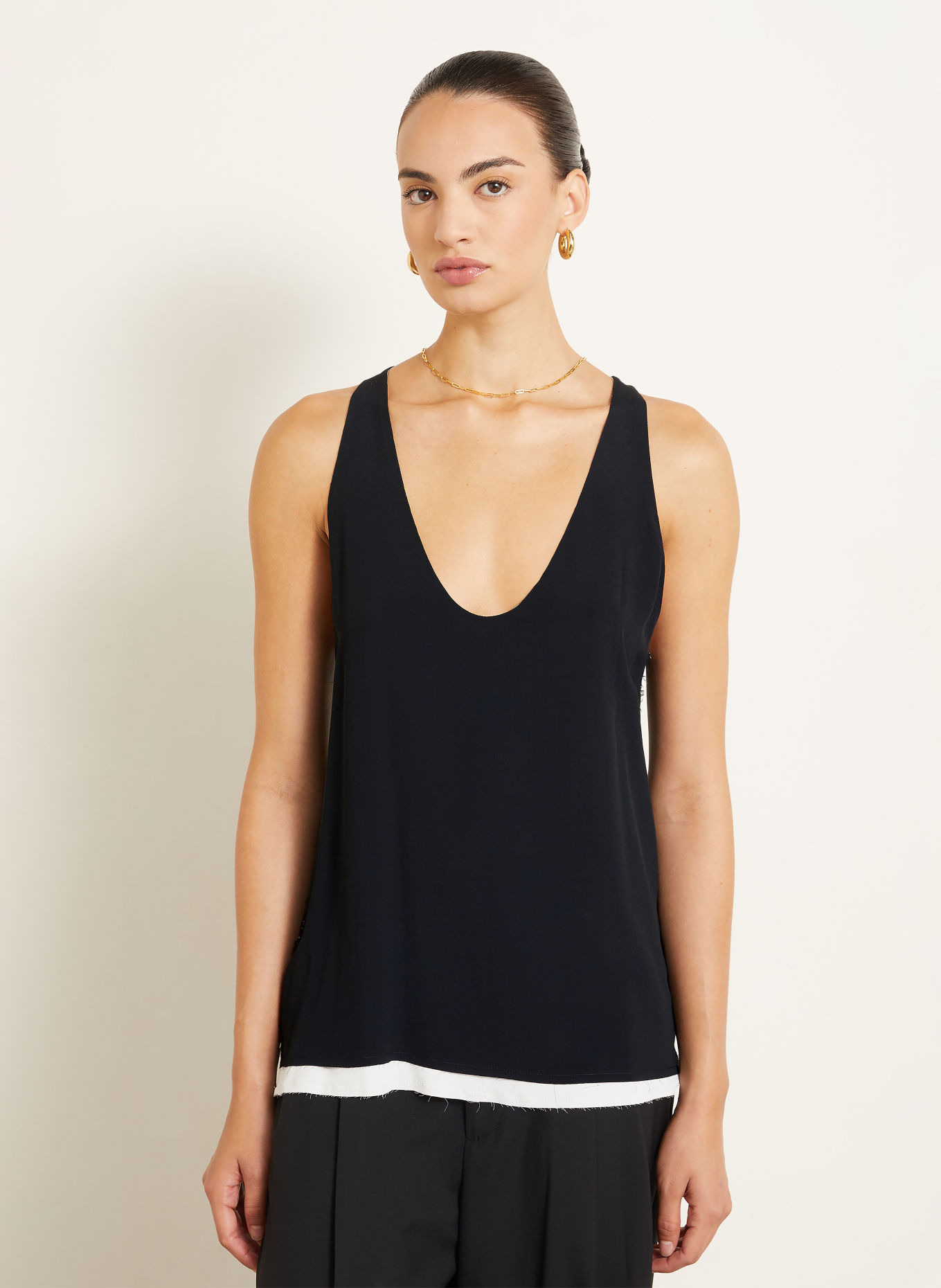 ARMARIUM BIANCA Top with Silk: BLACK / WHITE