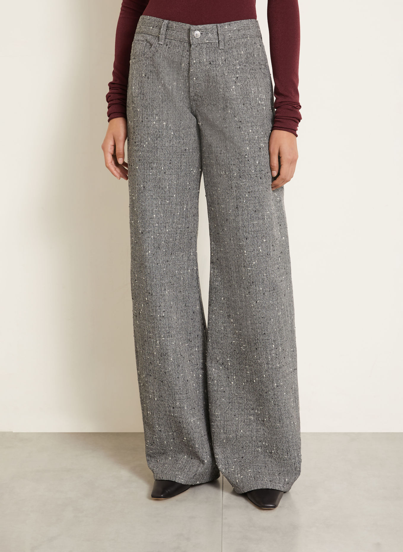 ARMARIUM Marlenehose LUKE aus Tweed: GRAU / WEISS