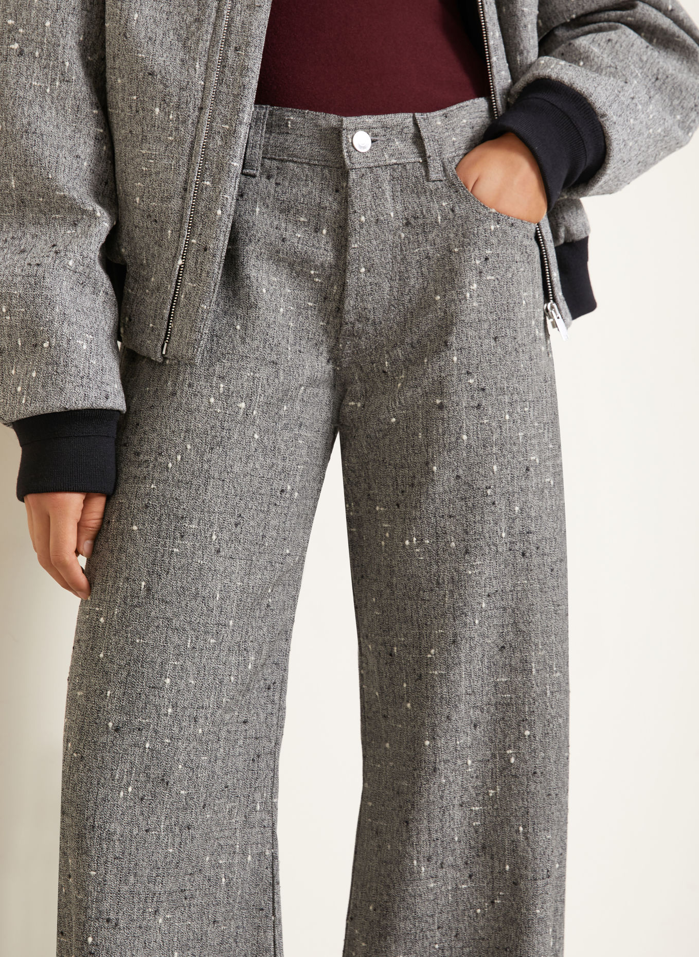 ARMARIUM Marlenehose LUKE aus Tweed: GRAU / WEISS