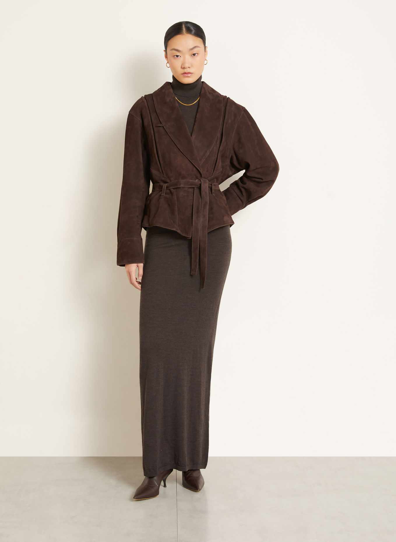 ARMARIUM ASTRID Leather Jacket: DARK BROWN