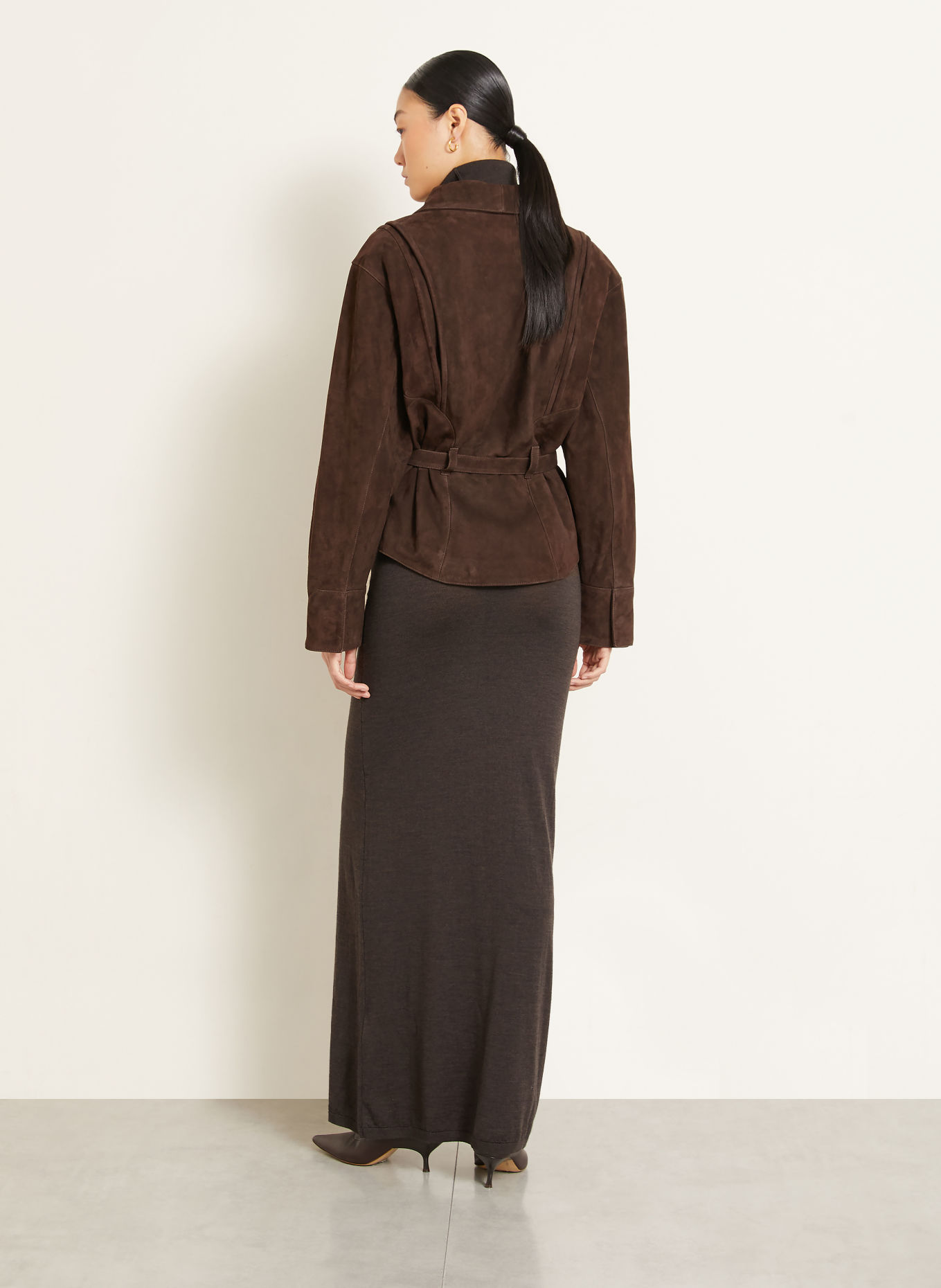 ARMARIUM ASTRID Leather Jacket: DARK BROWN