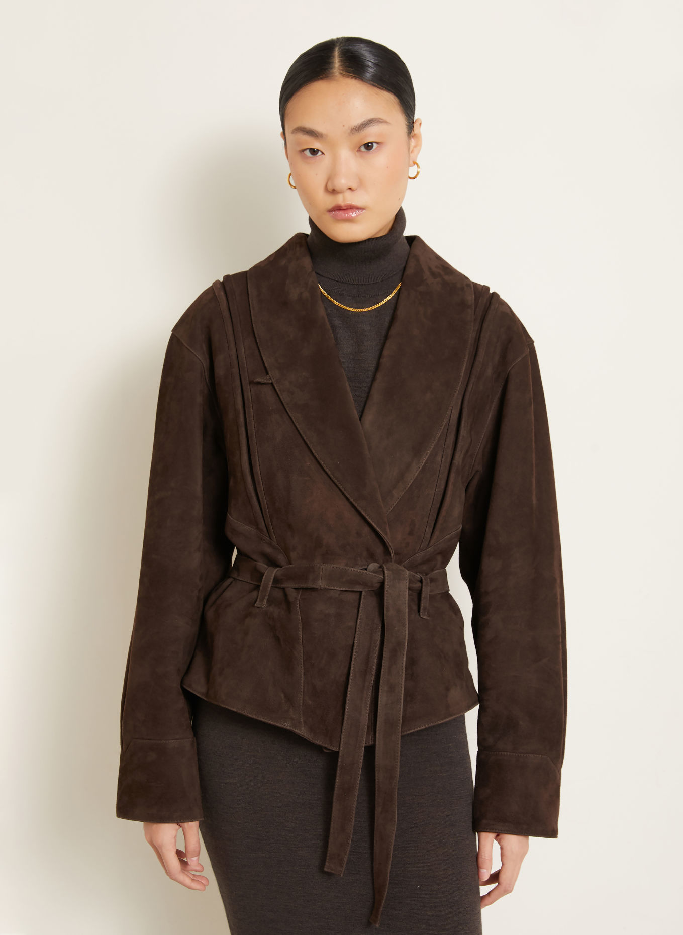 ARMARIUM ASTRID Leather Jacket: DARK BROWN