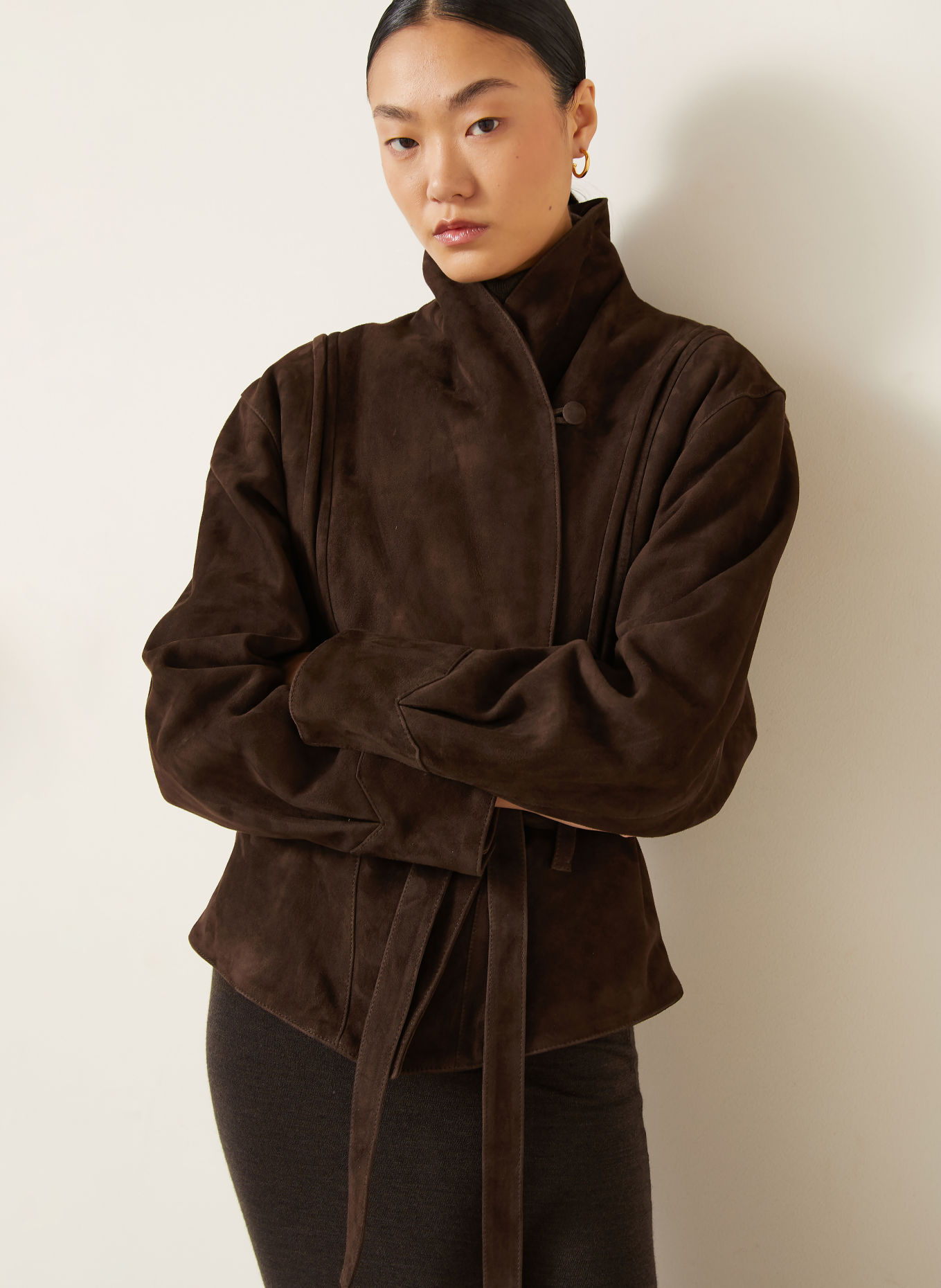 ARMARIUM ASTRID Leather Jacket: DARK BROWN