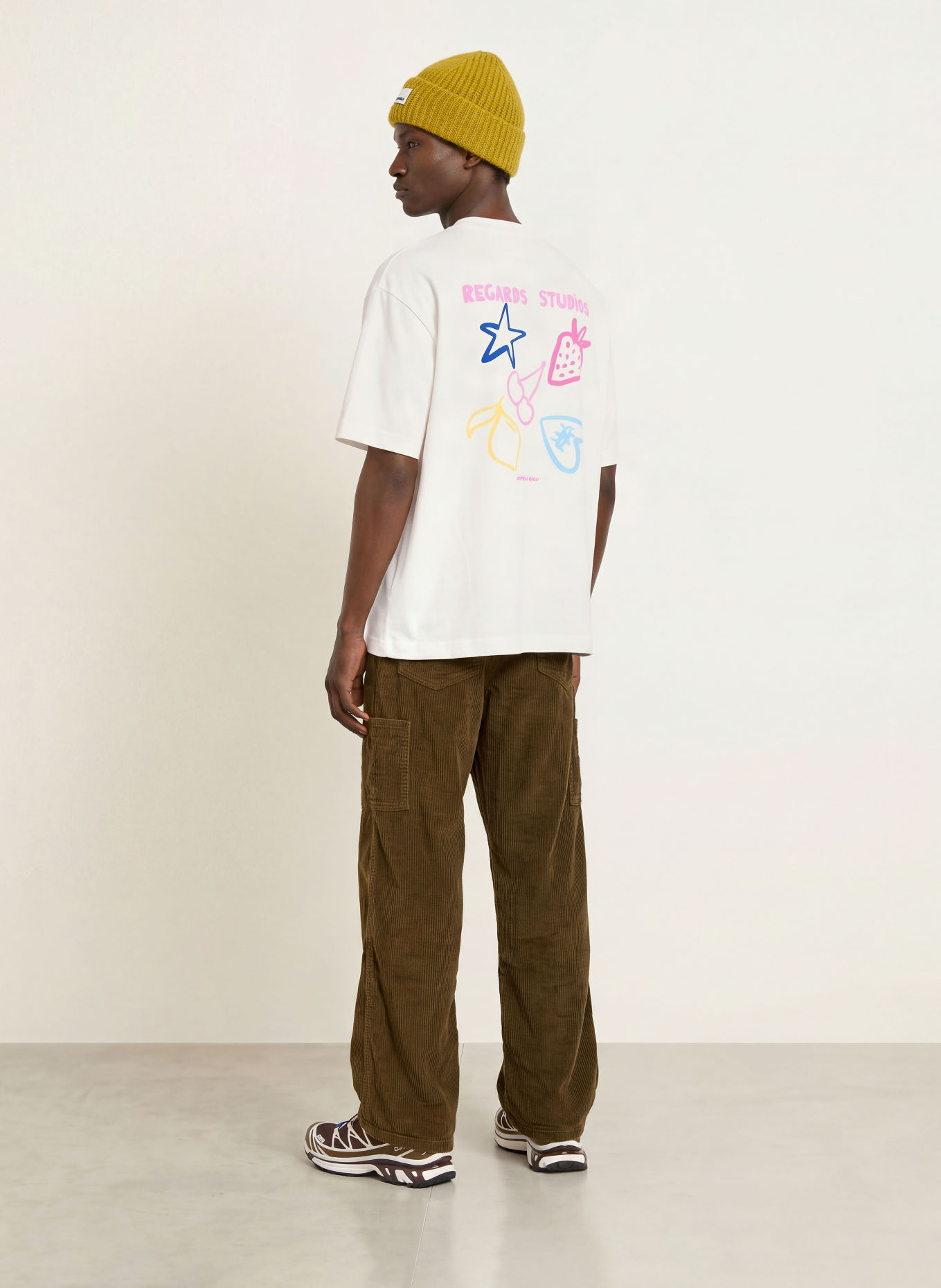 REGARDS T-shirt: ECRU / PINK / BLUE