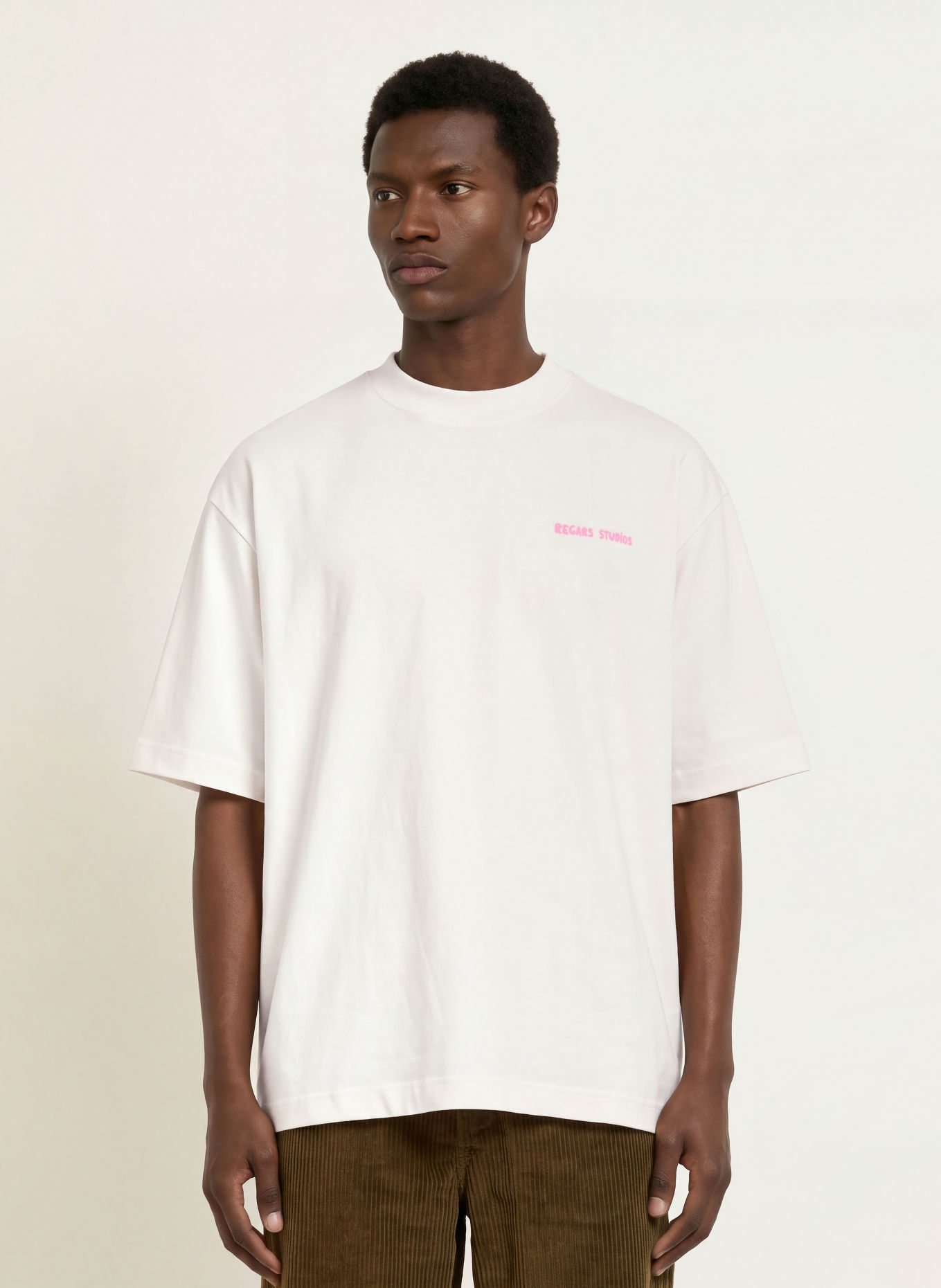 REGARDS T-shirt: ECRU / PINK / BLUE