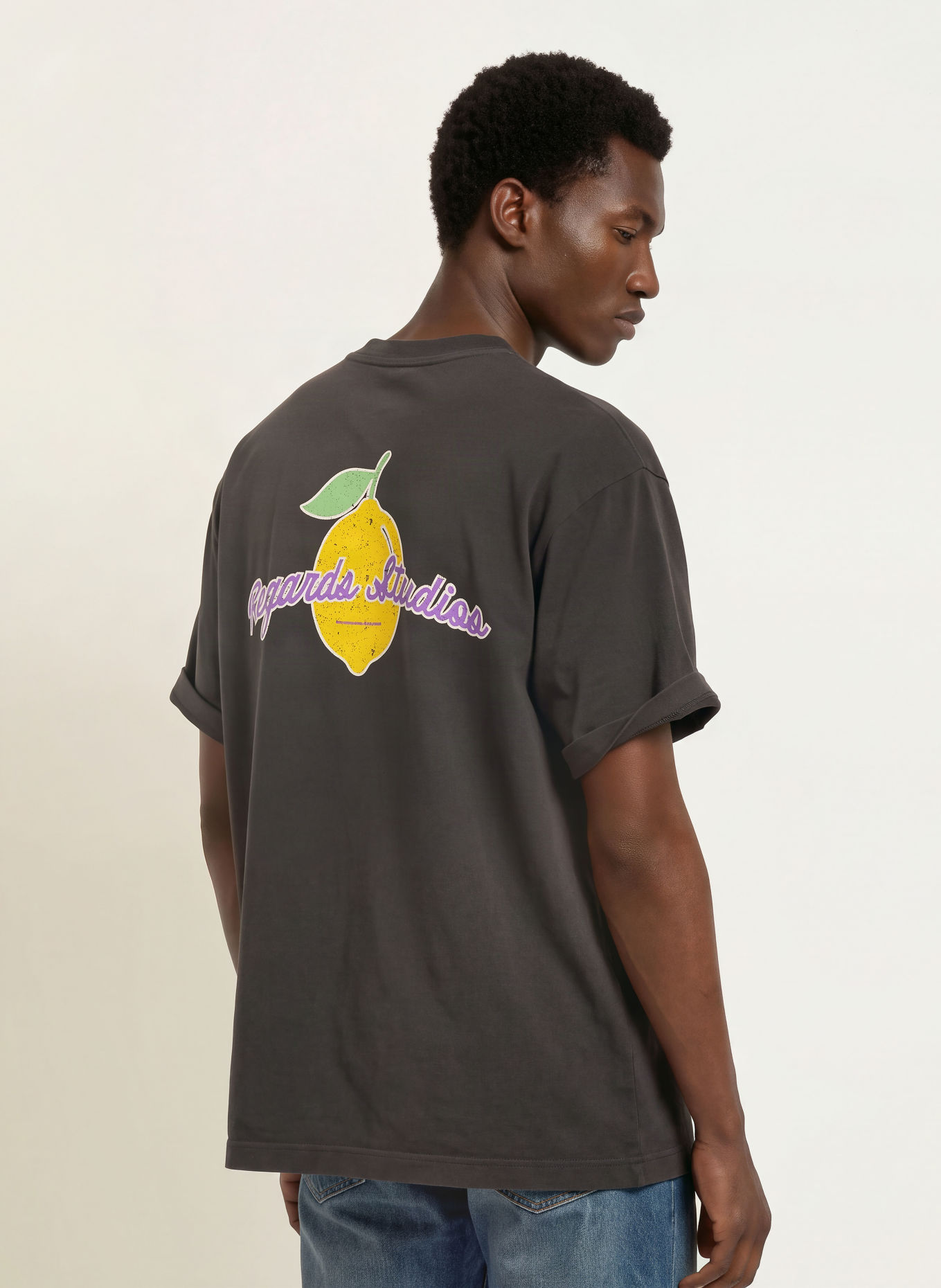 REGARDS T-shirt: DARK BROWN / PURPLE / DARK YELLOW