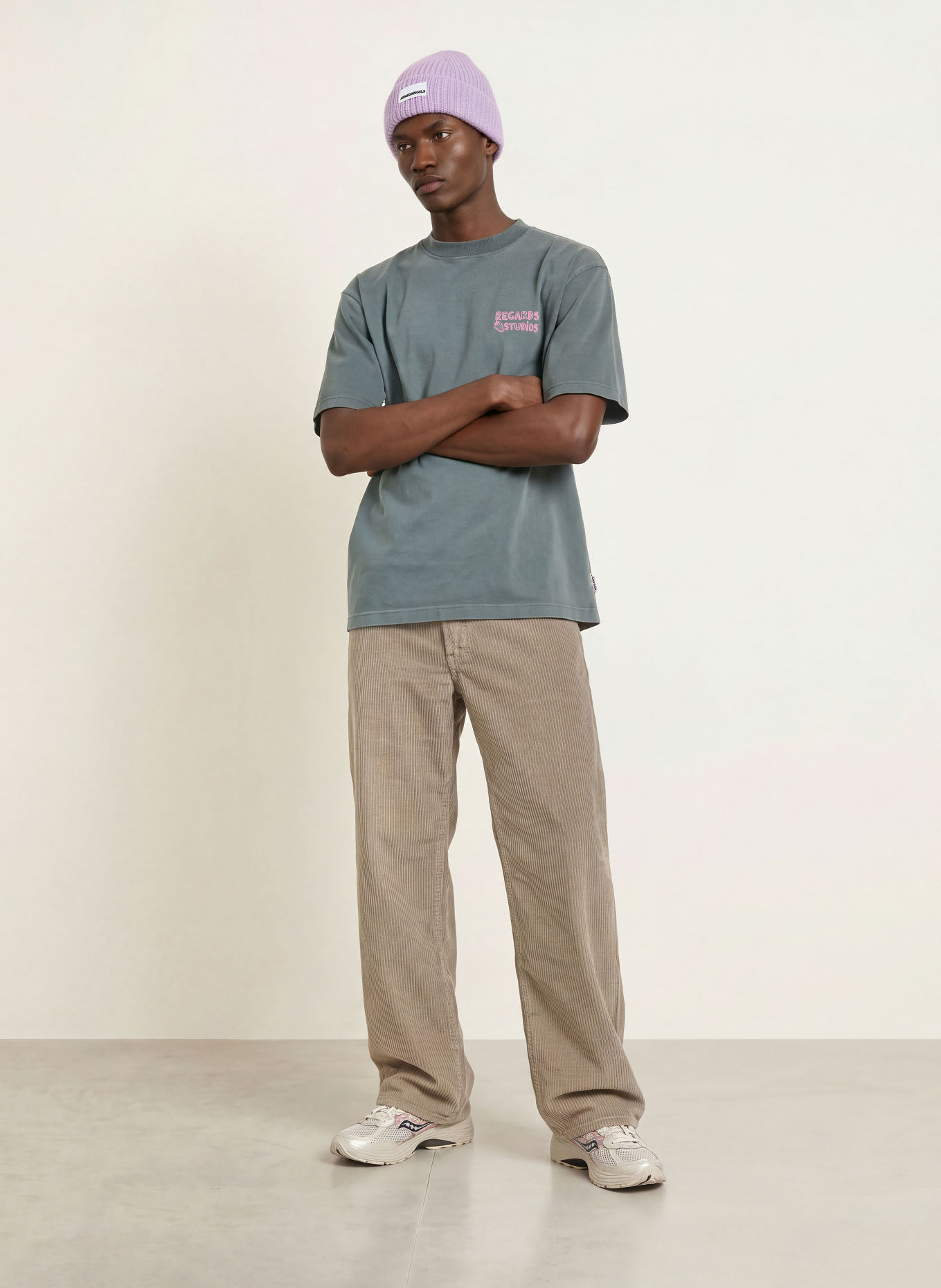 REGARDS T-shirt: GRAY / PINK