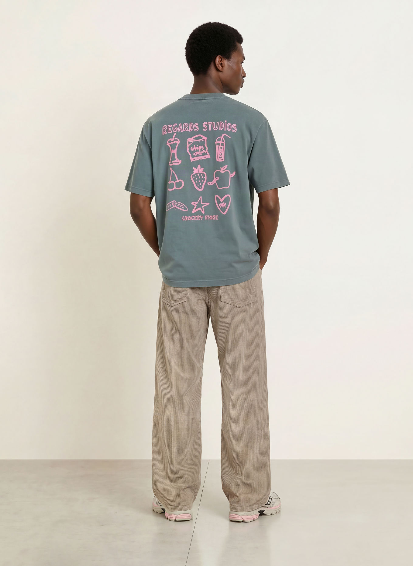 REGARDS T-shirt: GRAY / PINK